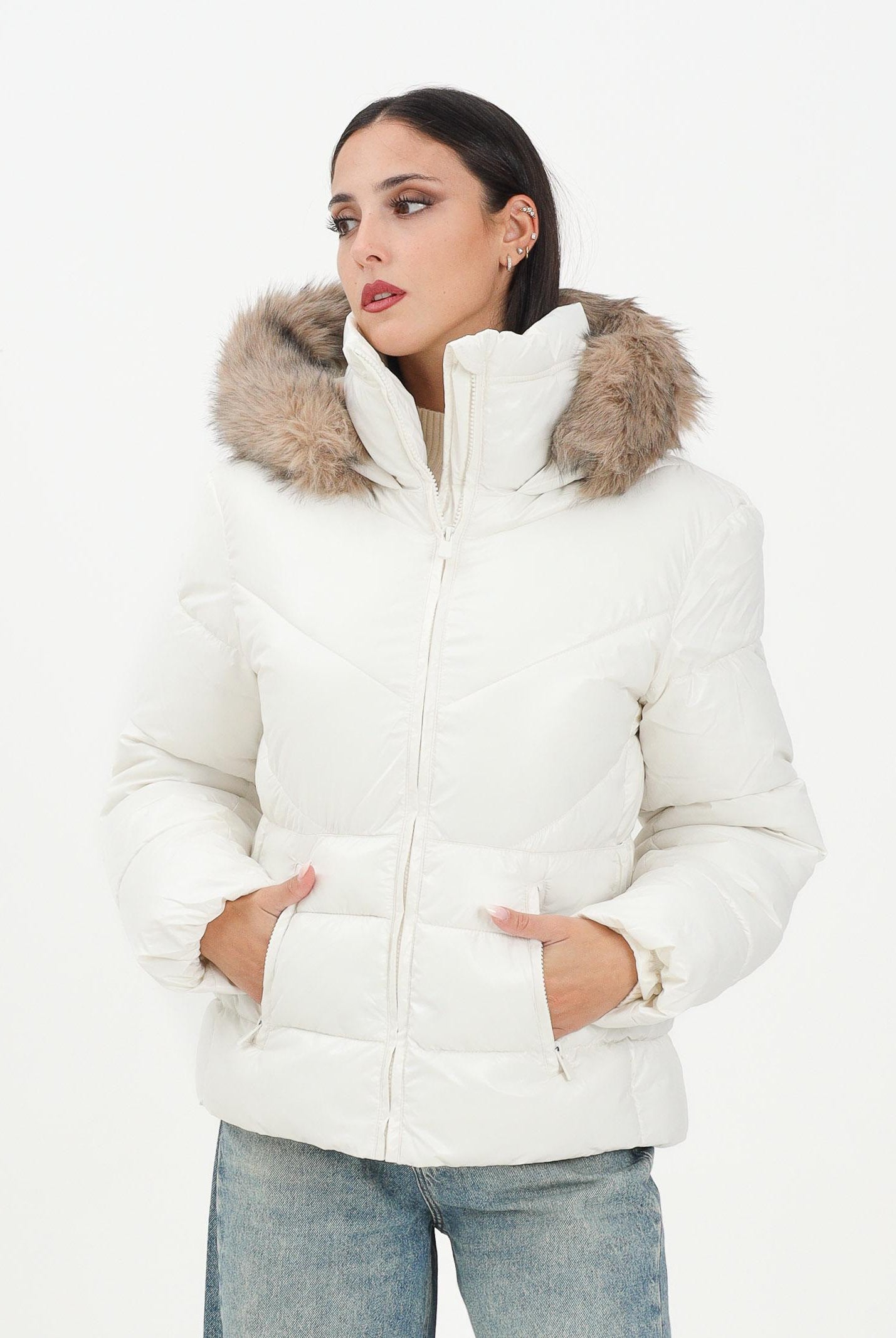 JDY Piumino bianco da donna 15355081 Tofu JDY