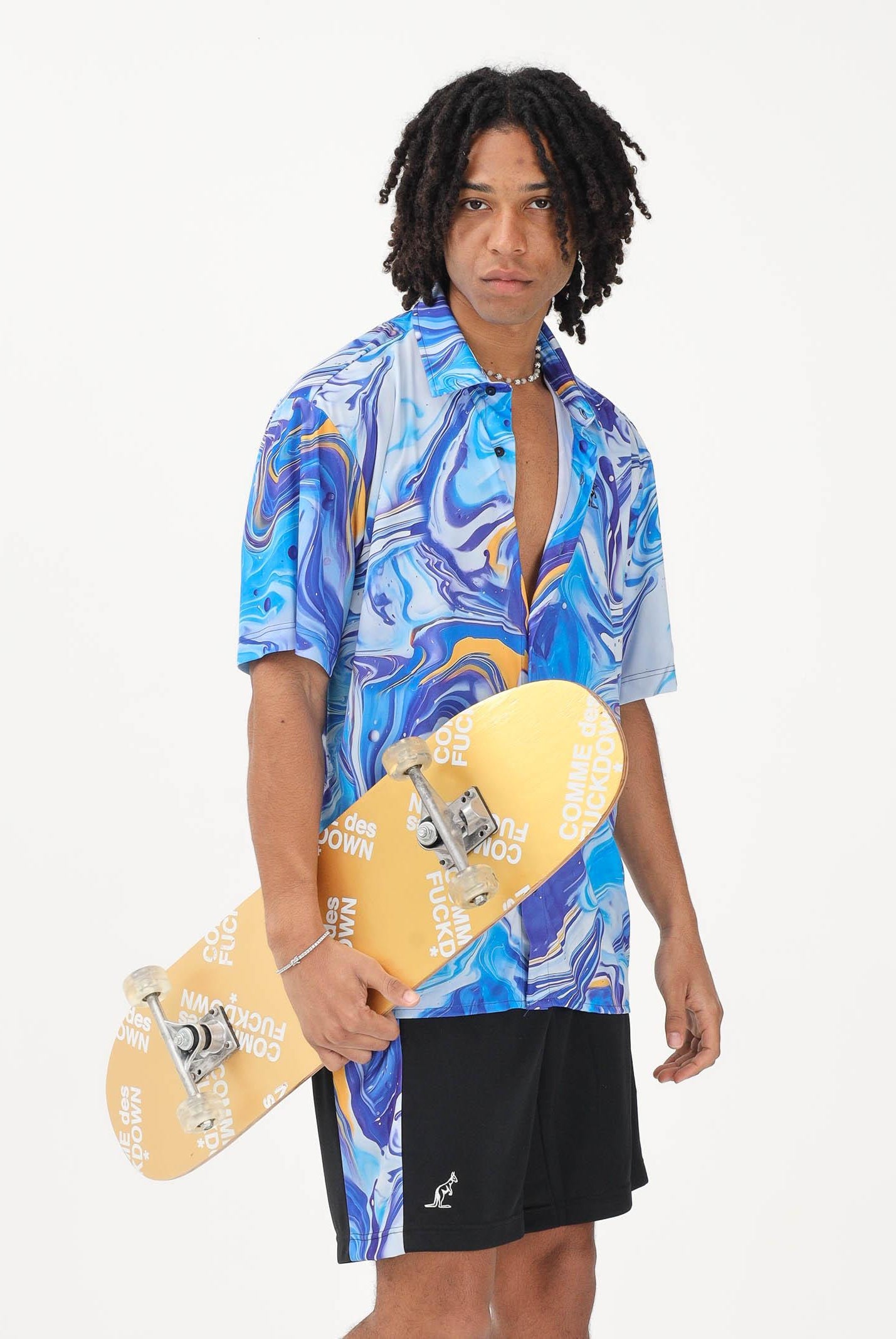 AUSTRALIAN Camicia a manica corta Marble azzurra da uomo SPUCM0001831 002 AUSTRALIAN