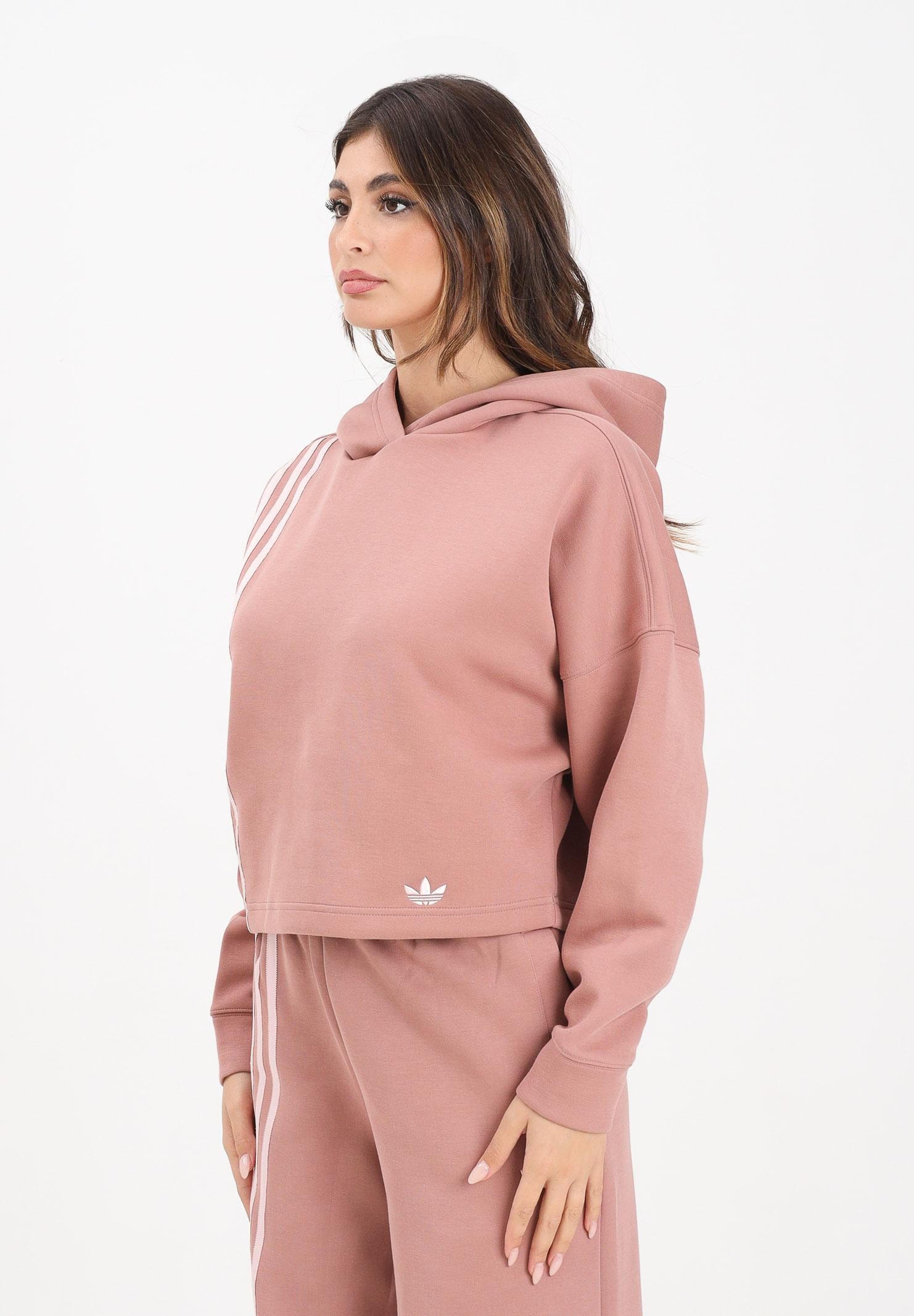 ADIDAS ORIGINALS Felpa con cappuccio 3- Stripes rosa da donna JW3601 ADIDAS ORIGINALS