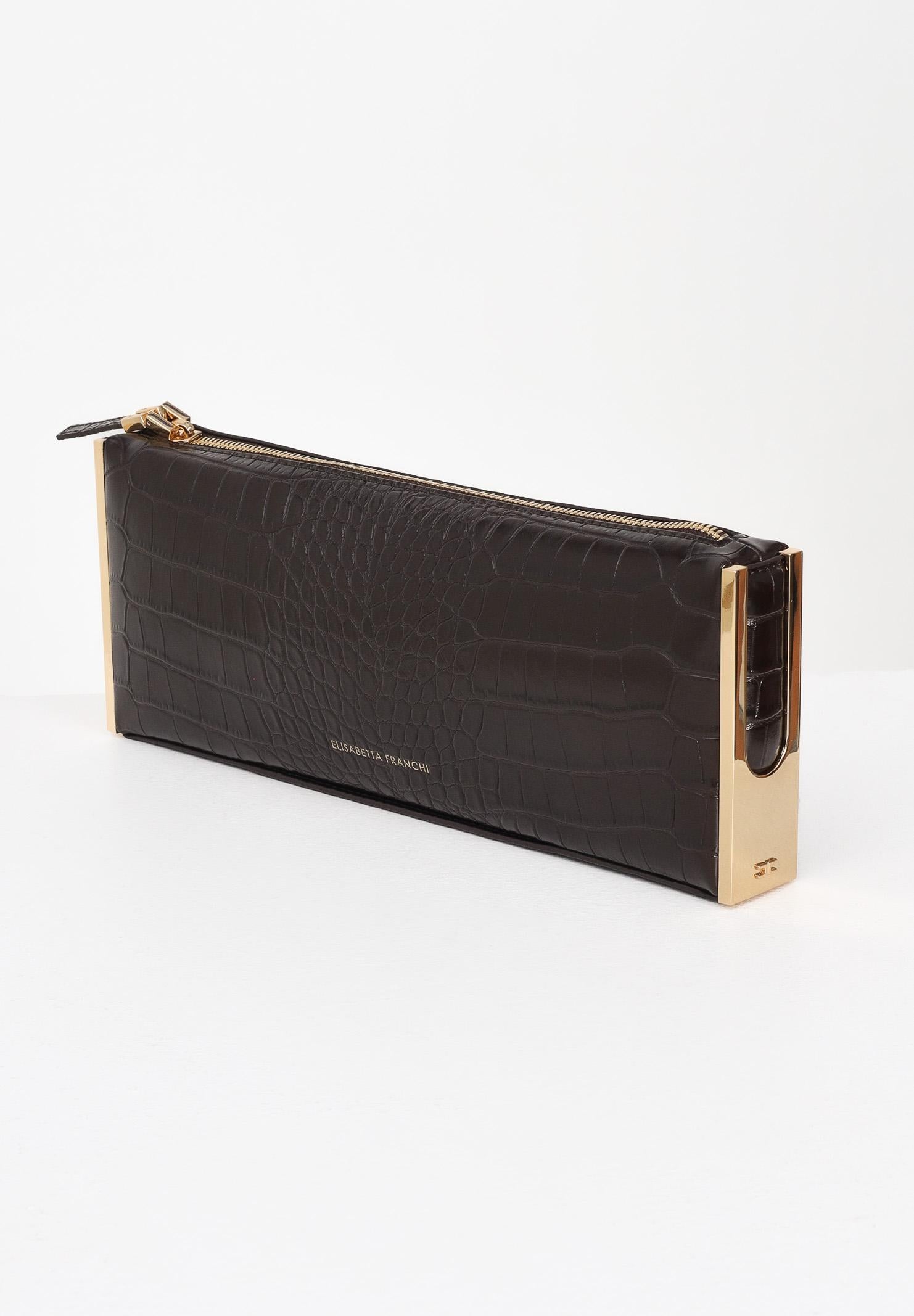 ELISABETTA FRANCHI Pochette marrone da donna con stampa cocco BS52A56E2 EA3 ELISABETTA FRANCHI