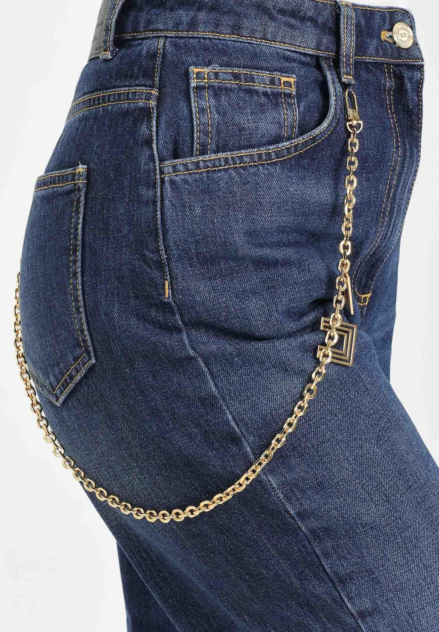 ELISABETTA FRANCHI Jeans in denim blu da donna con catena gioiello PJ14D56E2 104 ELISABETTA FRANCHI
