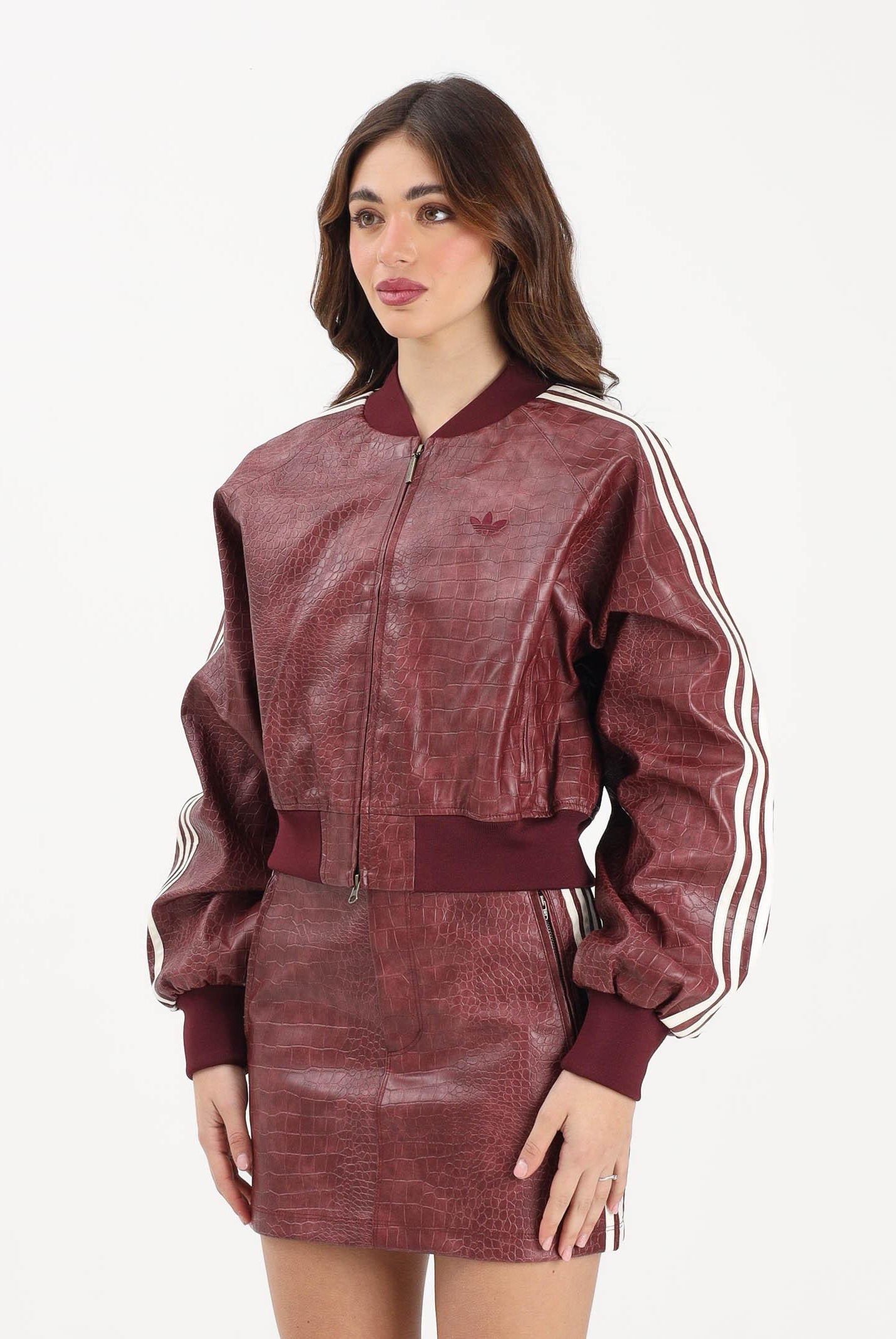 ADIDAS ORIGINALS Giubbotto Pleather bordeaux da donna KD8792 . ADIDAS ORIGINALS