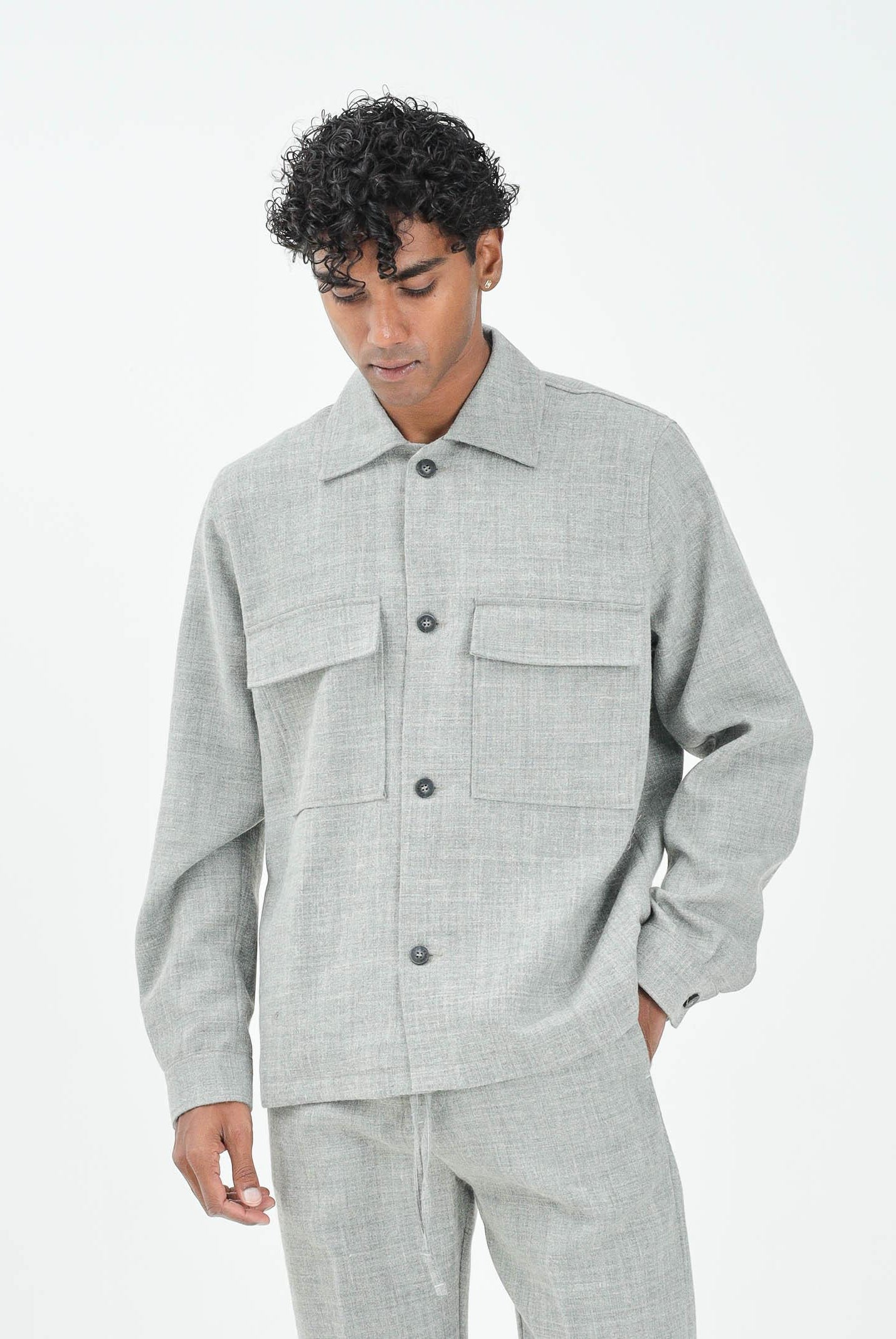 I'M BRIAN Camicia a manica lunga grigia da uomo CA3423 GRIG I'M BRIAN