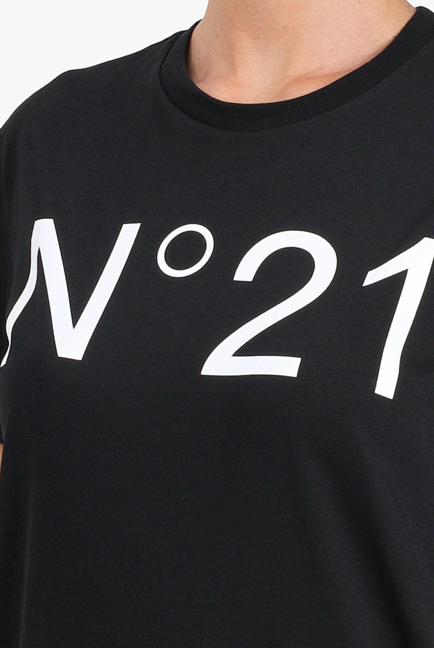 N21 T-shirt a manica corta nera per donna, ragazzi e bambini con stampa logo N21173N0153 0N900 N21