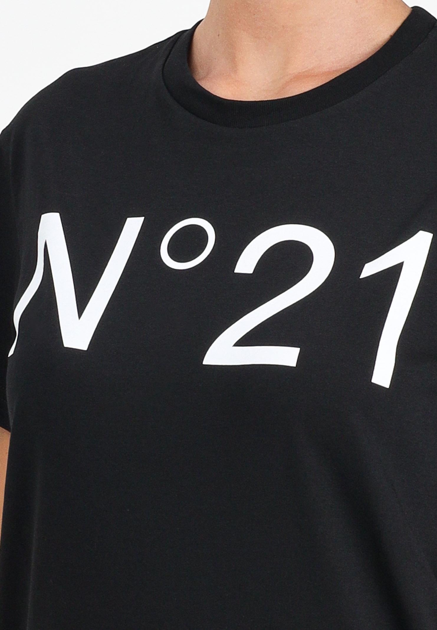 N21 T-shirt a manica corta nera per donna, ragazzi e bambini con stampa logo N21173N0153 0N900 N21