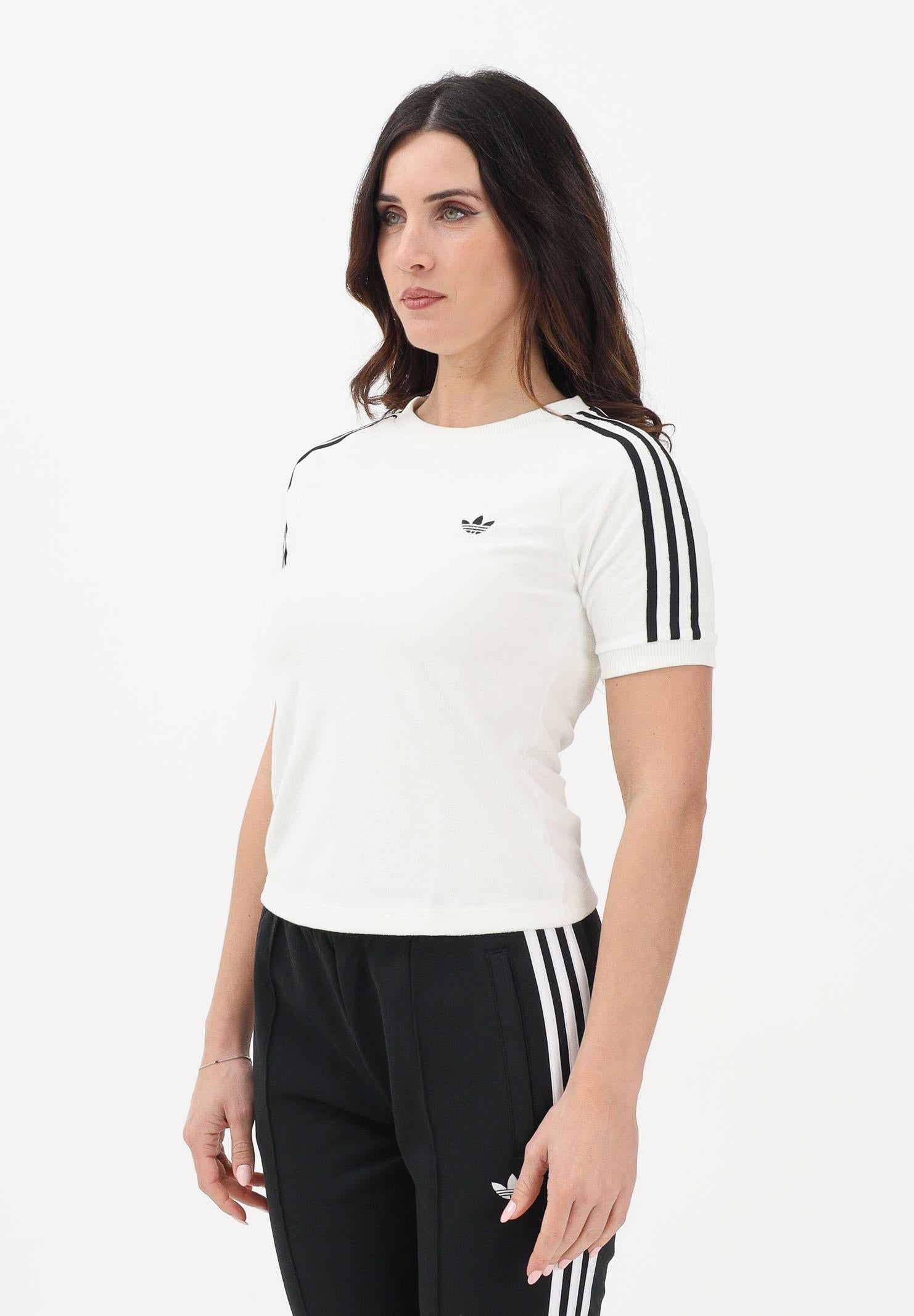 ADIDAS ORIGINALS T-shirt a manica corta Terry Towel Cali panna da donna KD1411 . ADIDAS ORIGINALS