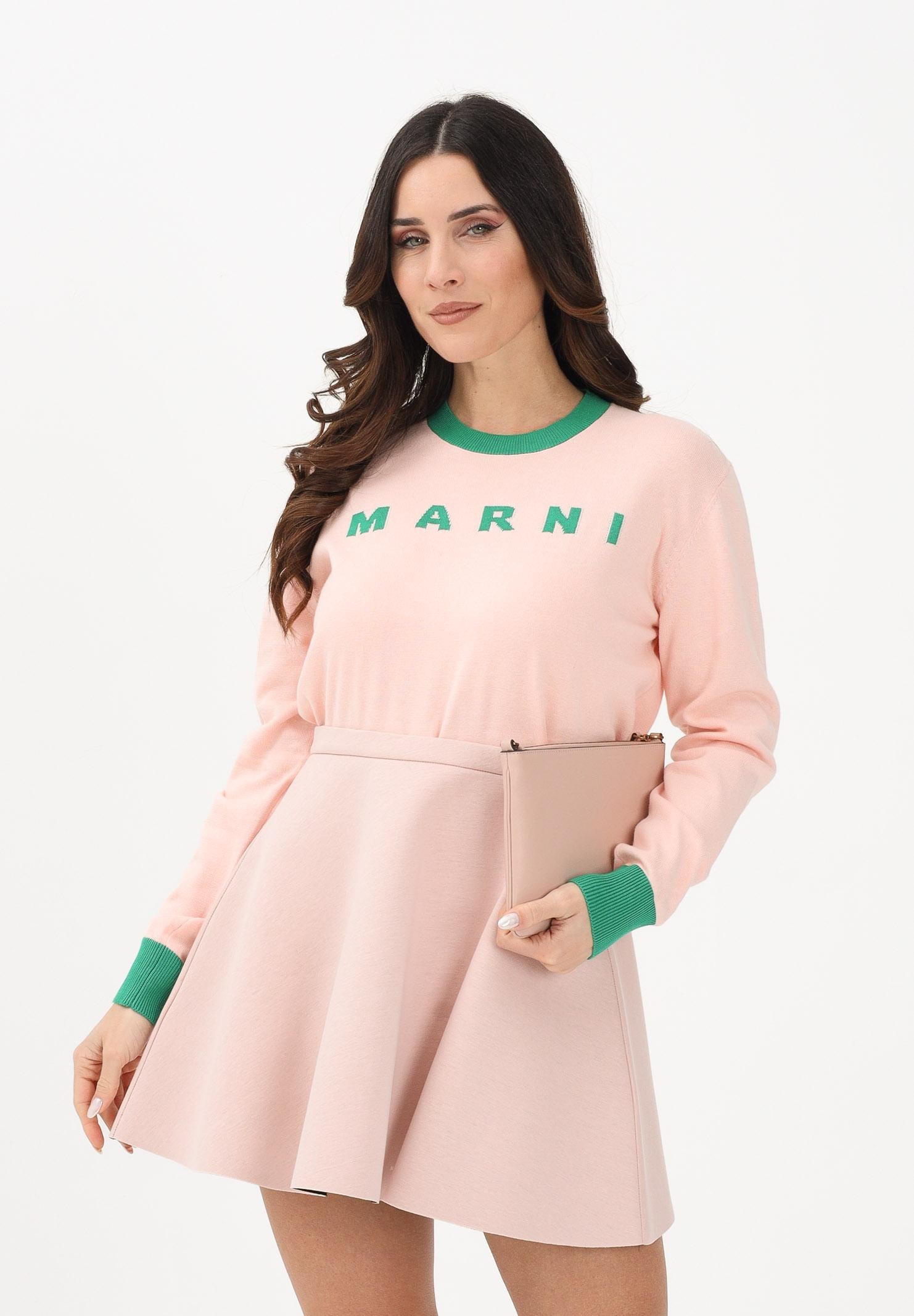 MARNI Maglioncino girocollo rosa per donna, ragazze e bambine con logo M01815M00X2 0M351 MARNI