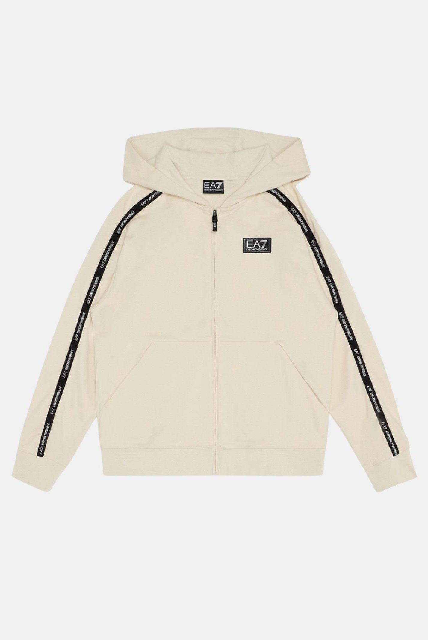 EA7 Felpa con zip panna da bambino rifinita da bande logate 7B000193AF10368 U1079 EA7