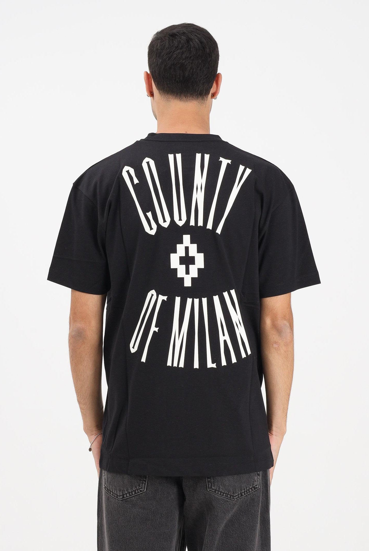MARCELO BURLON COUNTY OF MILAN T-shirt a manica corta nera da uomo con maxi stampa sul retro F5CAMATH057 110 MARCELO BURLON COUNTY OF MILAN