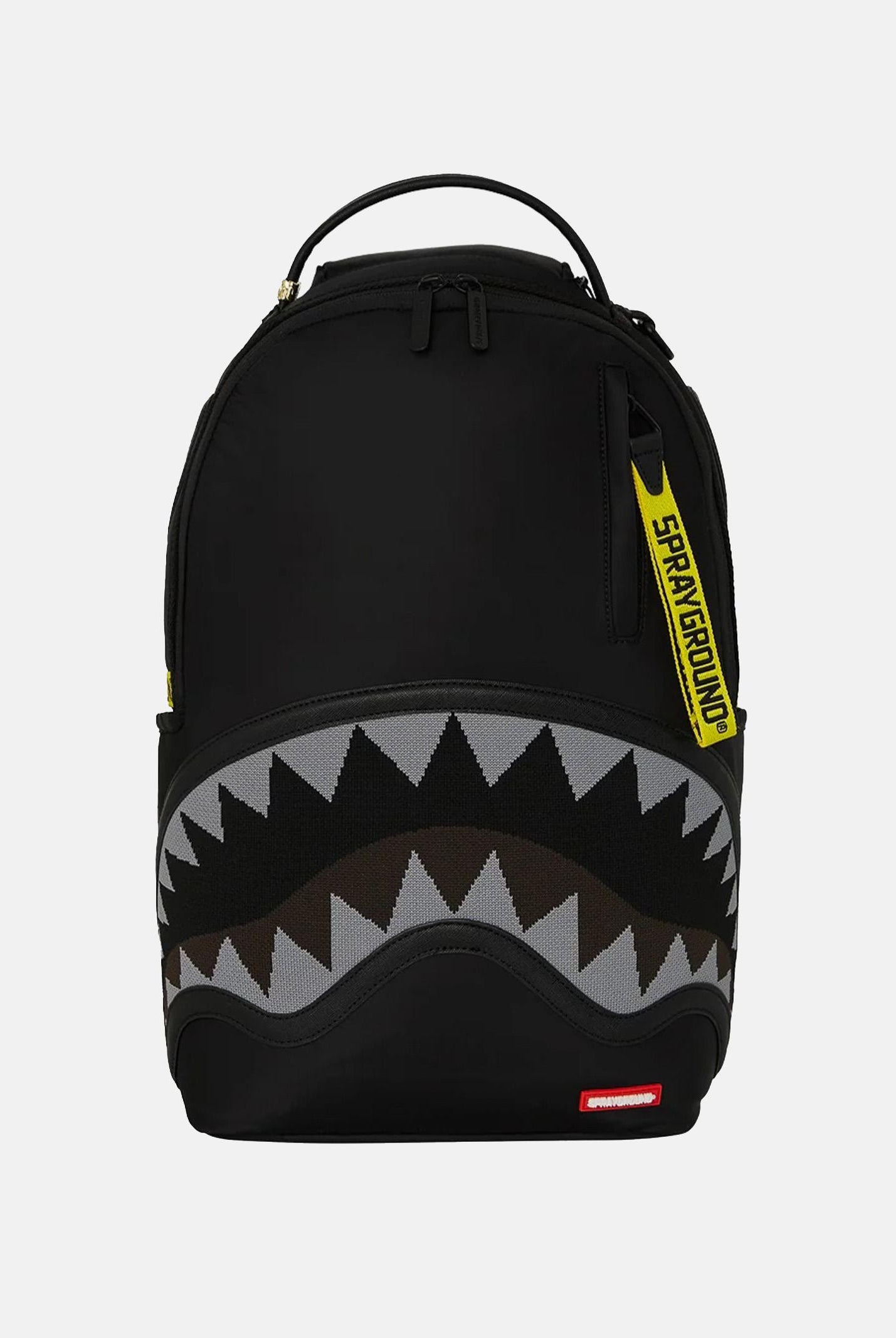 SPRAYGROUND Zaino SHARK CENTRAL YELLOW TAPE DLX SATINATO nero per uomo e donna 910B7736NSZ SPRAYGROUND