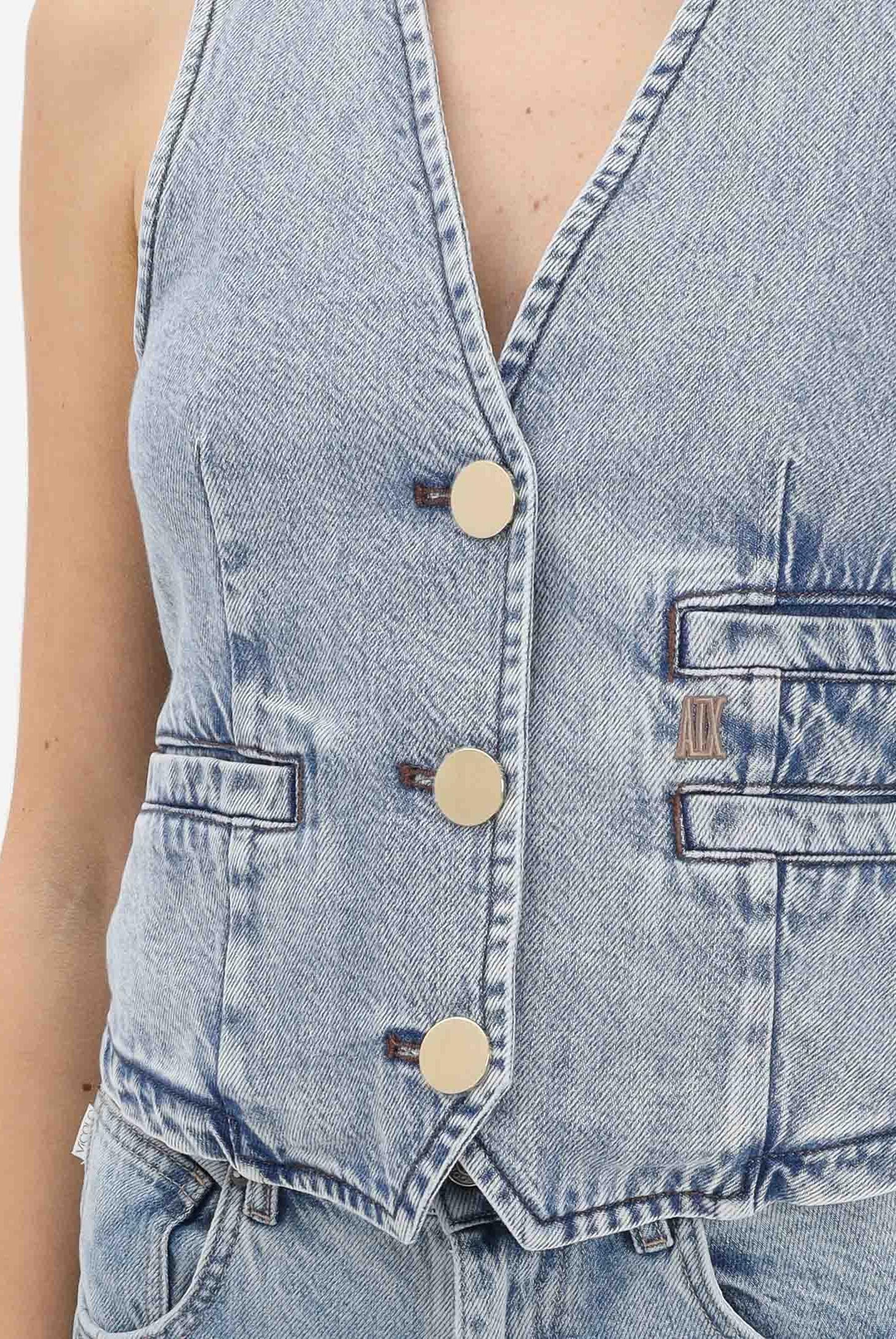 ARMANI EXCHANGE Gilet in denim chiaro da donna XW002263AF21338 MB001 ARMANI EXCHANGE