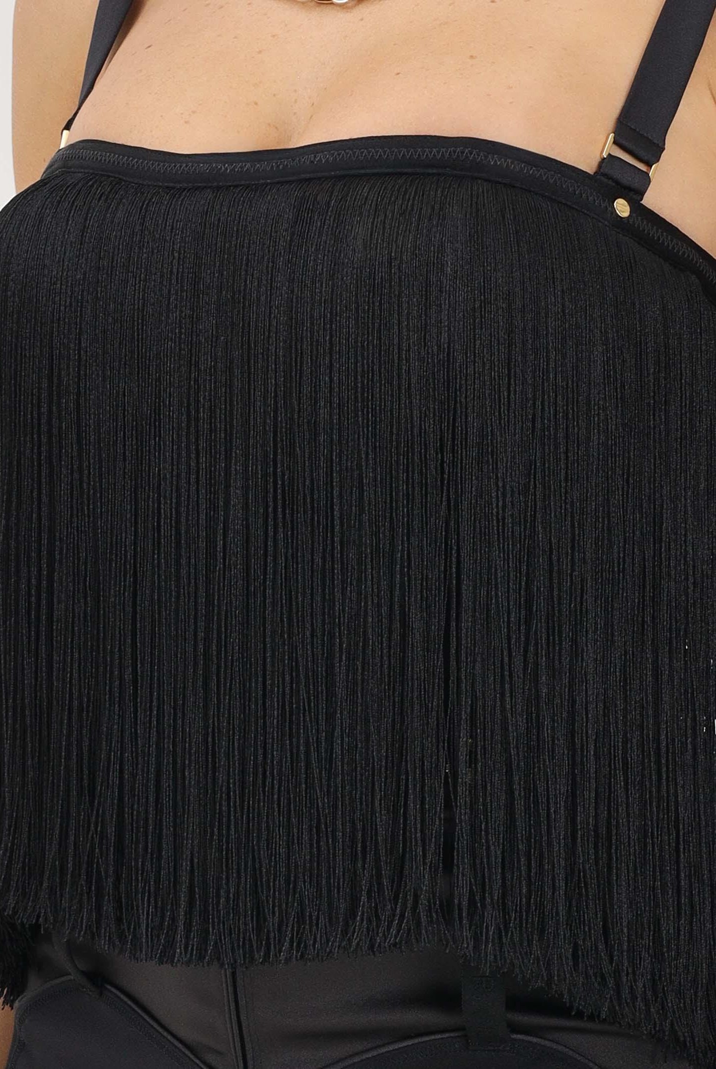 ELISABETTA FRANCHI Corpetto nero da donna con frange TO06262E2 110 ELISABETTA FRANCHI