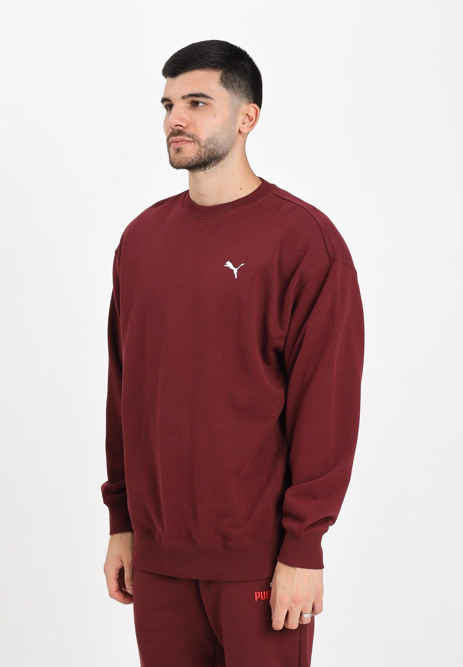 PUMA Felpa girocollo WARDROBE ESS bordeaux da uomo 629650 96 PUMA