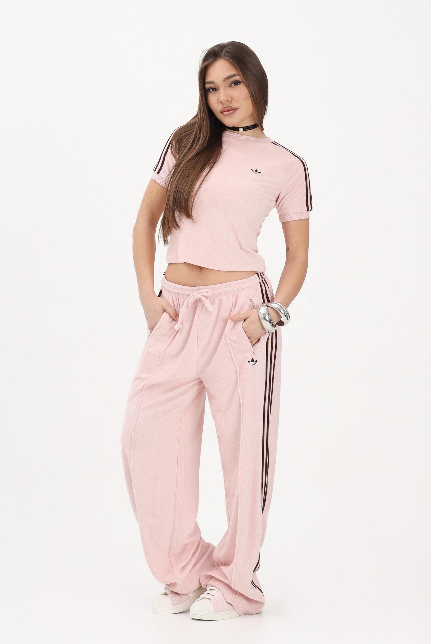 ADIDAS ORIGINALS Pantalone sportivo TERRY TOWEL FIREBIRD rosa da donna KD1414 . ADIDAS ORIGINALS