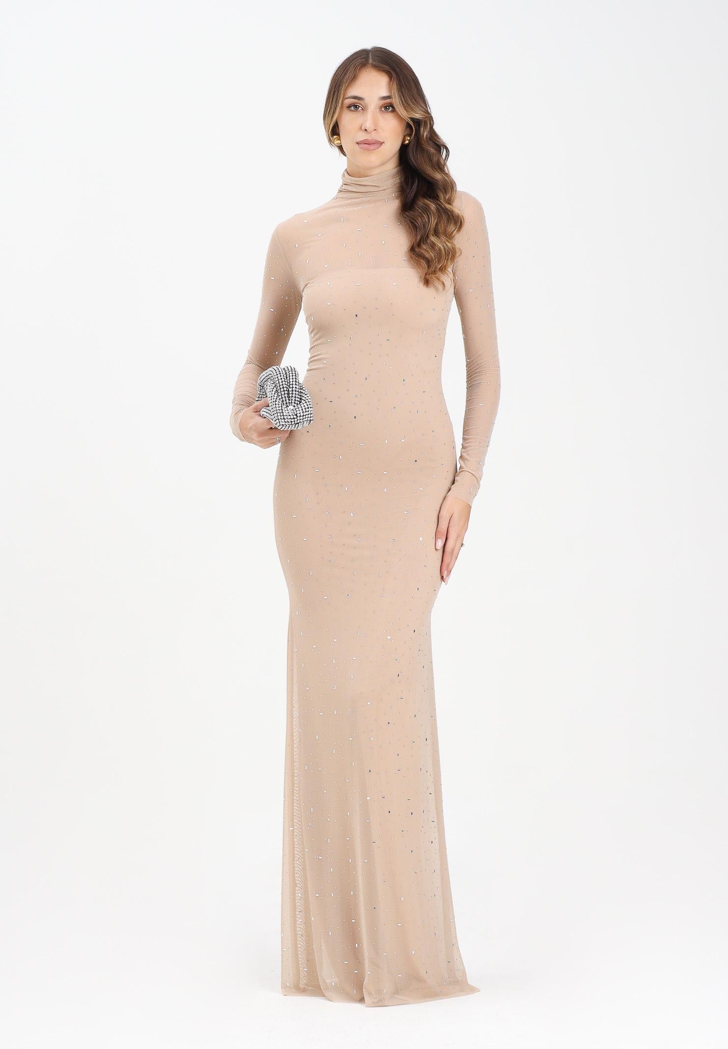 ALMA SANCHEZ Abito lungo Acoro nude da donna con strass all-over AS2526010RT 063 ALMA SANCHEZ