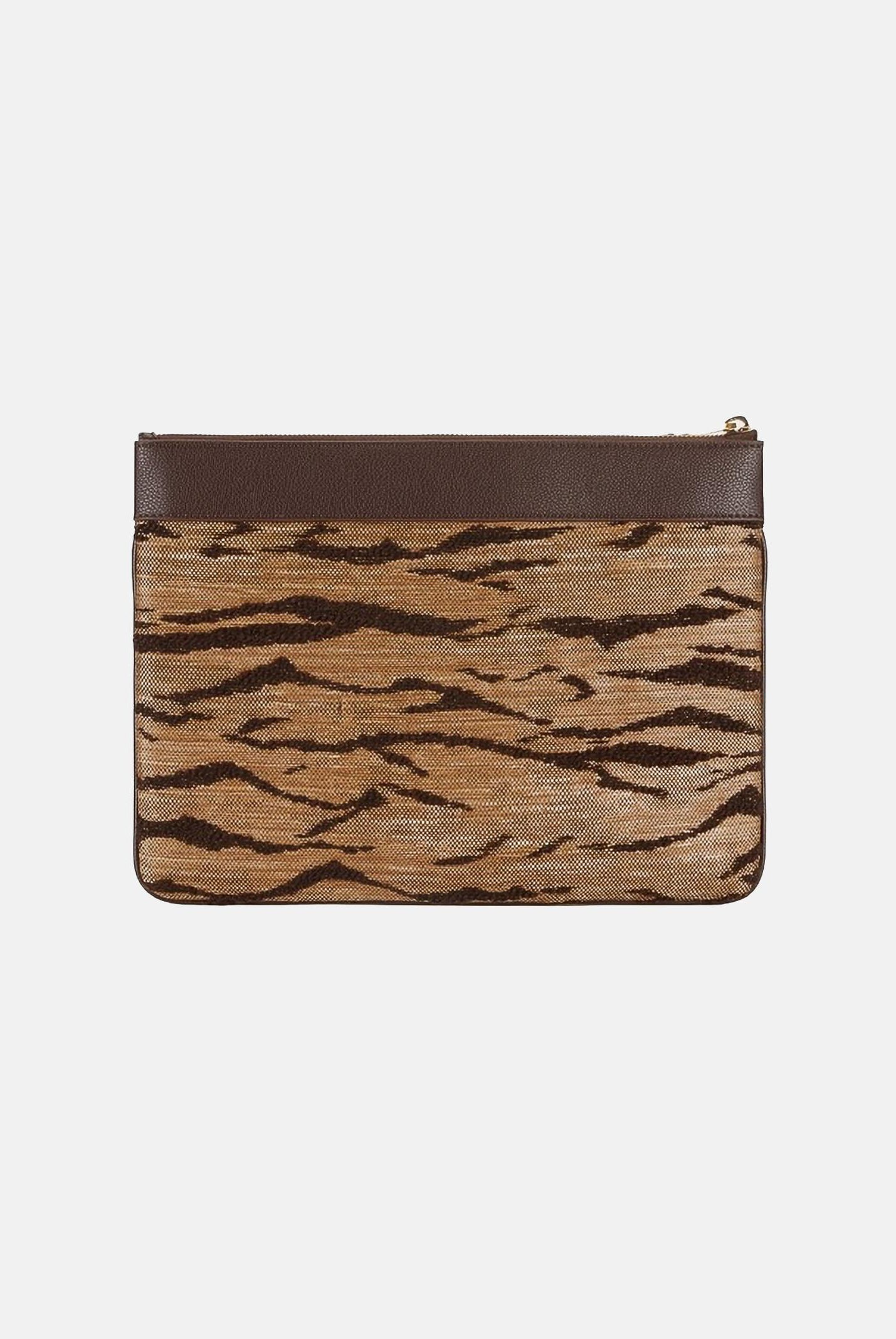 ELISABETTA FRANCHI Pochette marrone e cammello da donna con stampa tigre BS12A62E2 470 ELISABETTA FRANCHI