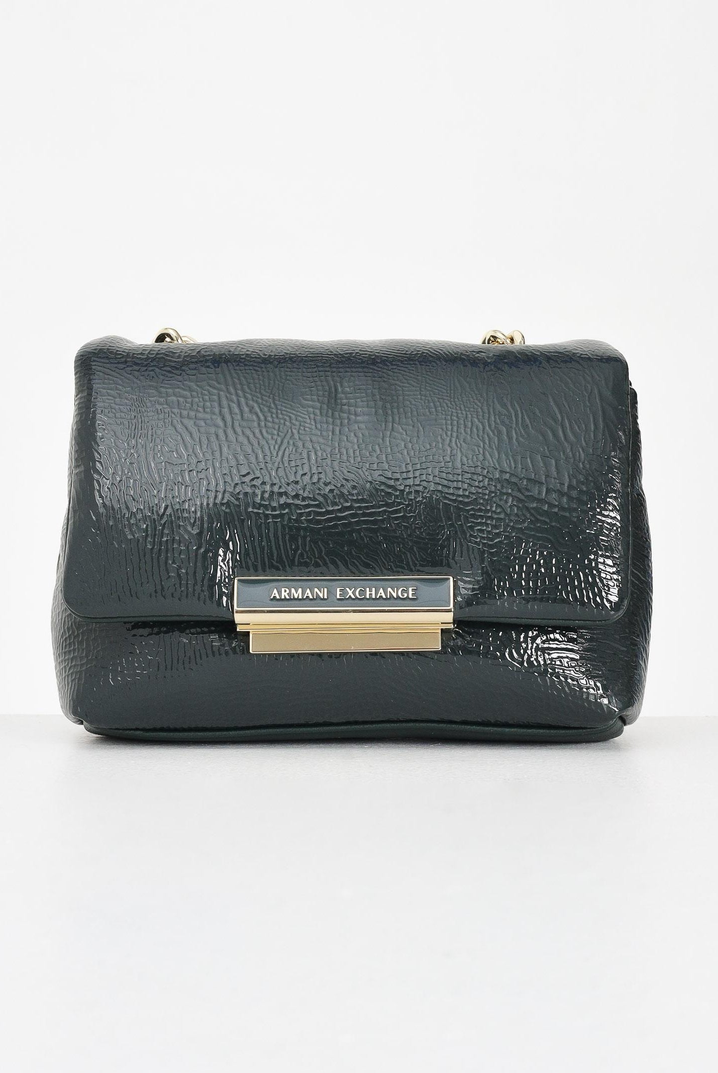 ARMANI EXCHANGE Borsa a tracolla in vernice verde da donna XW000357AF17239 U7304 ARMANI EXCHANGE