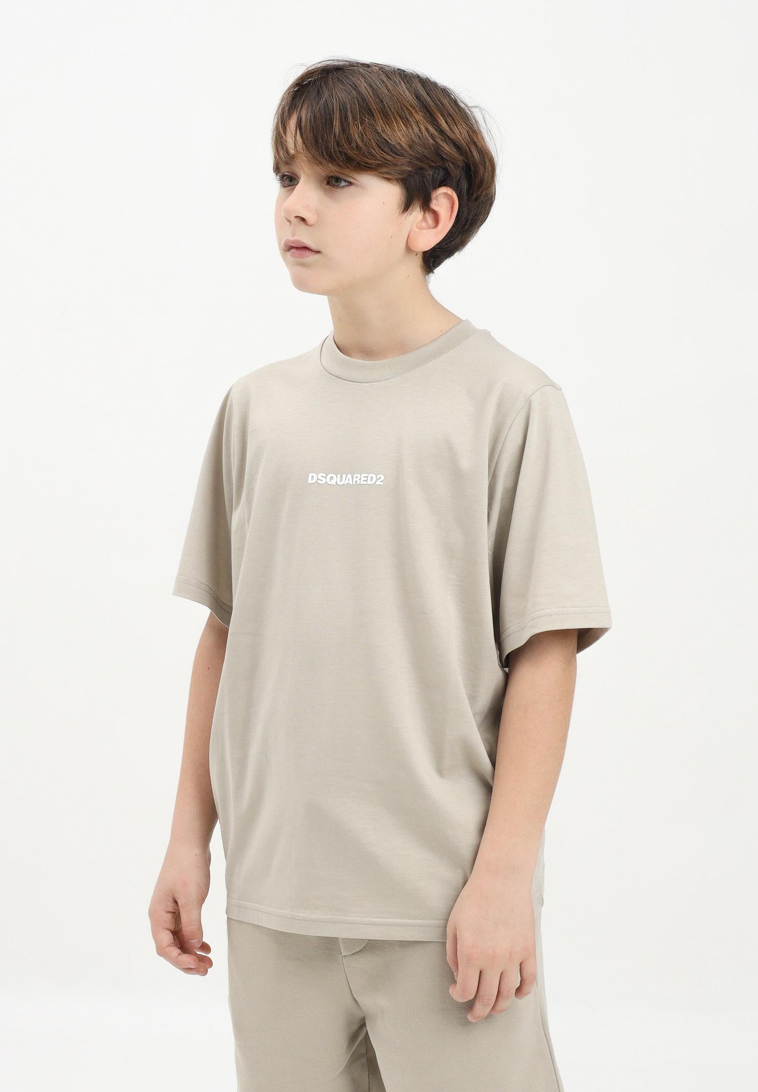 DSQUARED2 T-shirt a manica corta beige per donna, ragazzi e bambini con logo DSQUARED2 DQ2823D004G DQ717 DSQUARED2