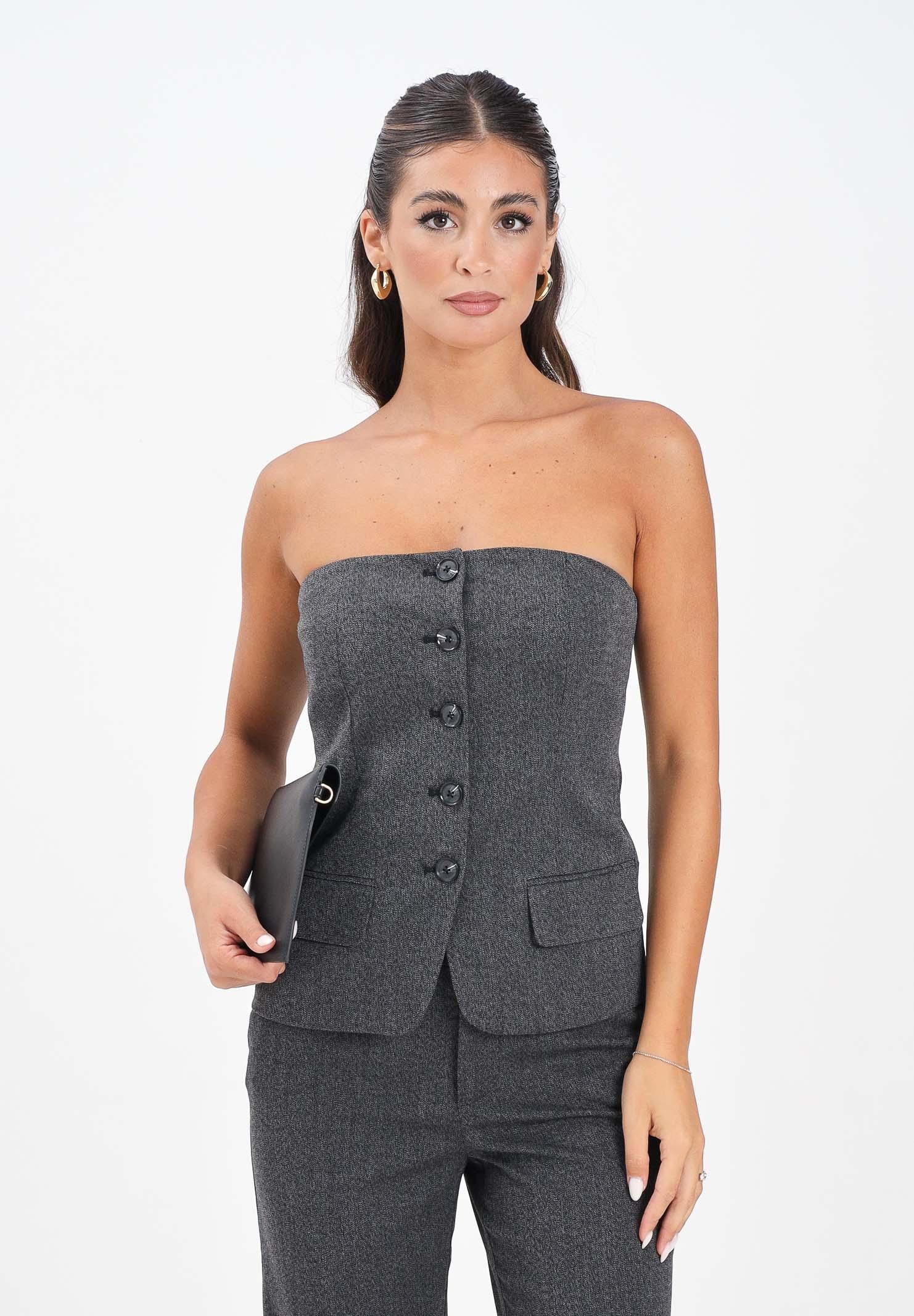 ONLY Top elegante grigio da donna modello bustier 15357612 DarkGreyMel ONLY