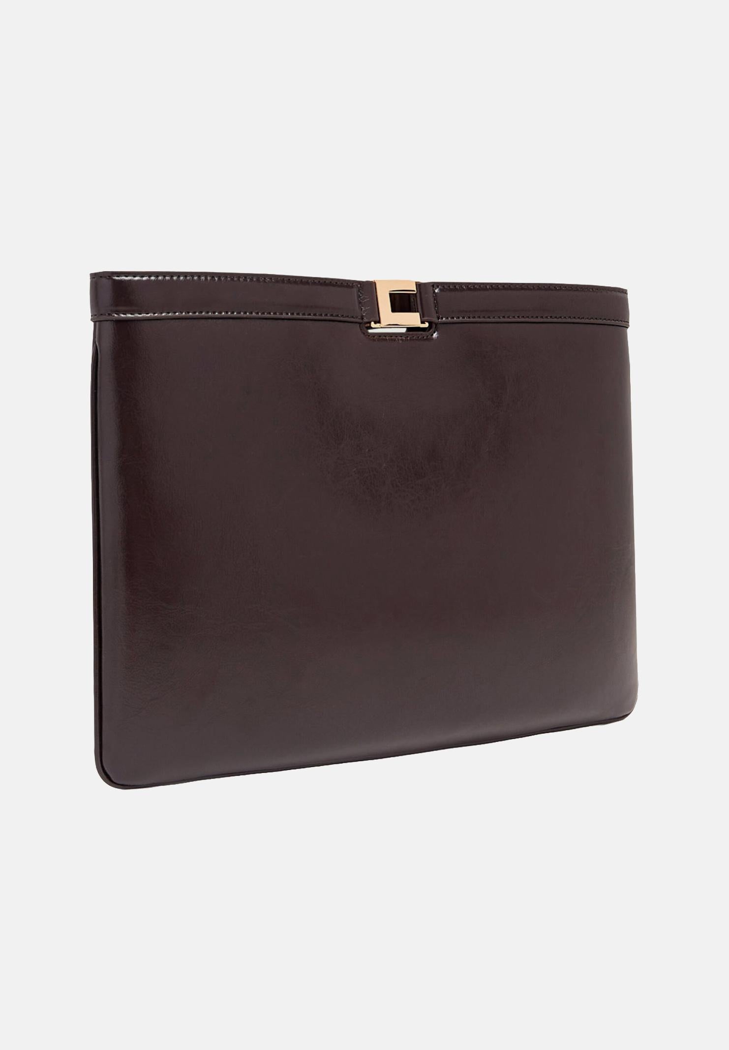 ELISABETTA FRANCHI Pochette marrone da donna effetto naplak<BR/> BS18A61E2 EV9 ELISABETTA FRANCHI