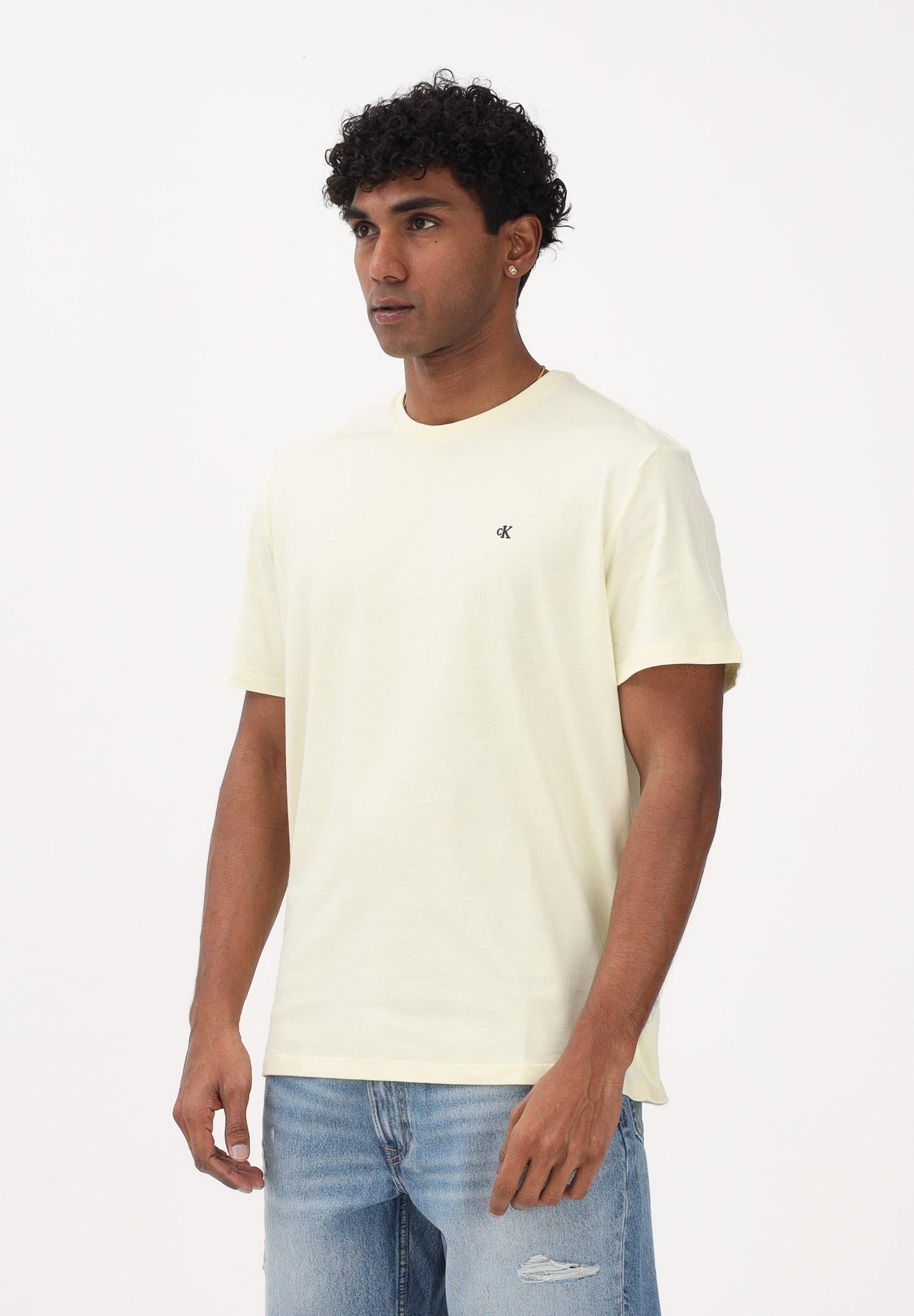 CALVIN KLEIN JEANS T-shirt a manica corta giallo chiaro da uomo con ricamo CK LV04RD254G ZRK CALVIN KLEIN JEANS