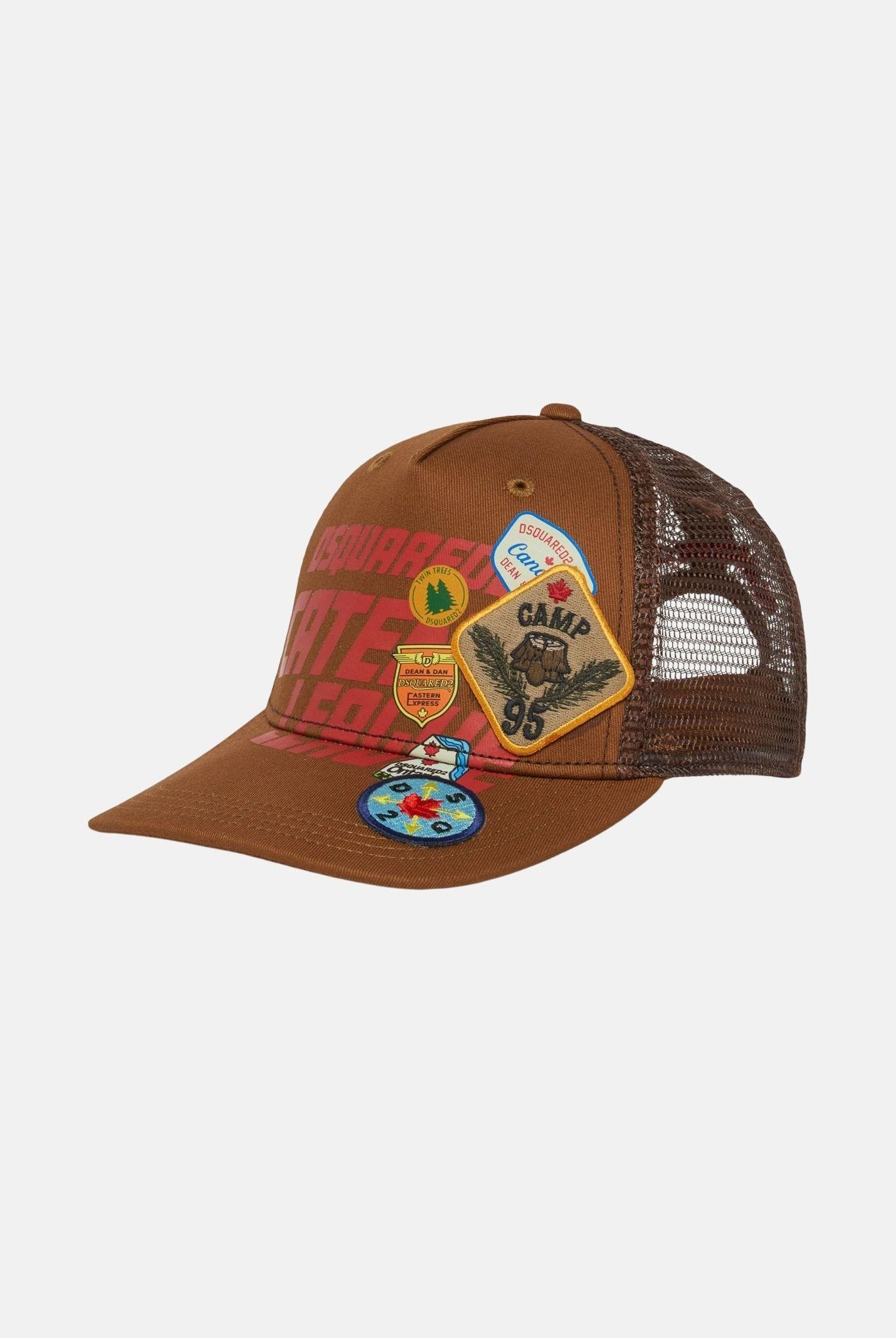 DSQUARED2 Cappello con visiera cammello per uomo e donna con logo e toppe DQ3252D00YT DQ730 DSQUARED2