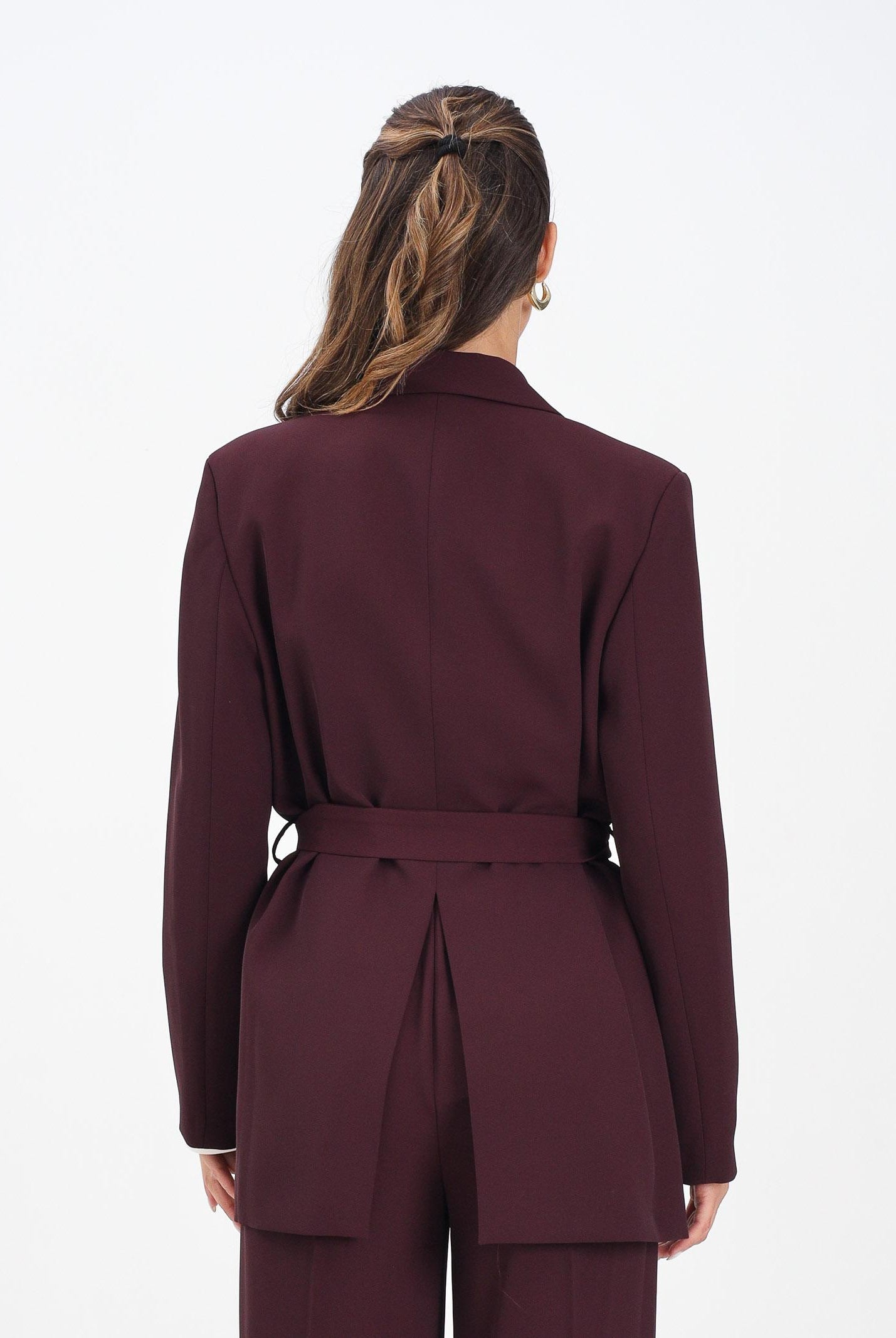 VICOLO Giacca bordeaux da donna con cintura TF0358 FU38 VICOLO