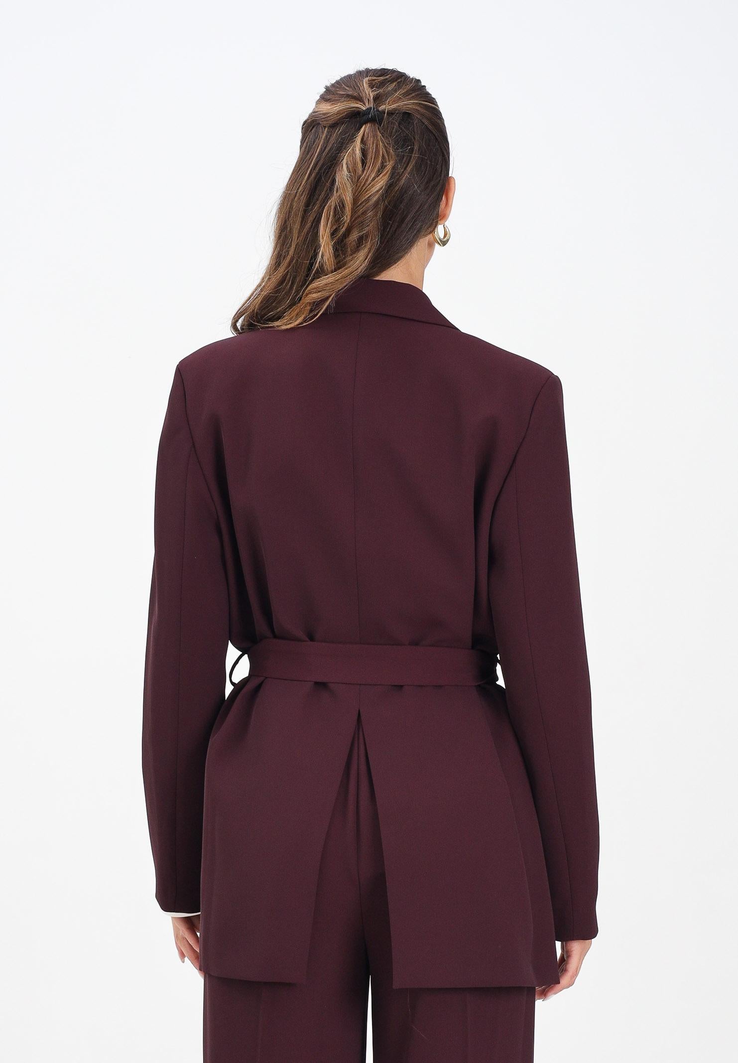 VICOLO Giacca bordeaux da donna con cintura TF0358 FU38 VICOLO