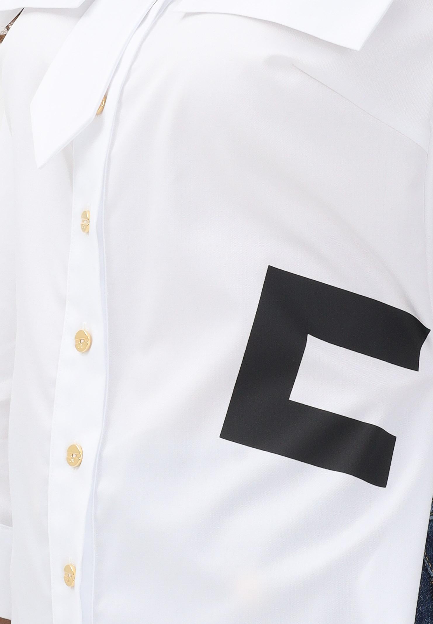 ELISABETTA FRANCHI Camicia bianca da donna con stampa logo CA15561E2 221 ELISABETTA FRANCHI