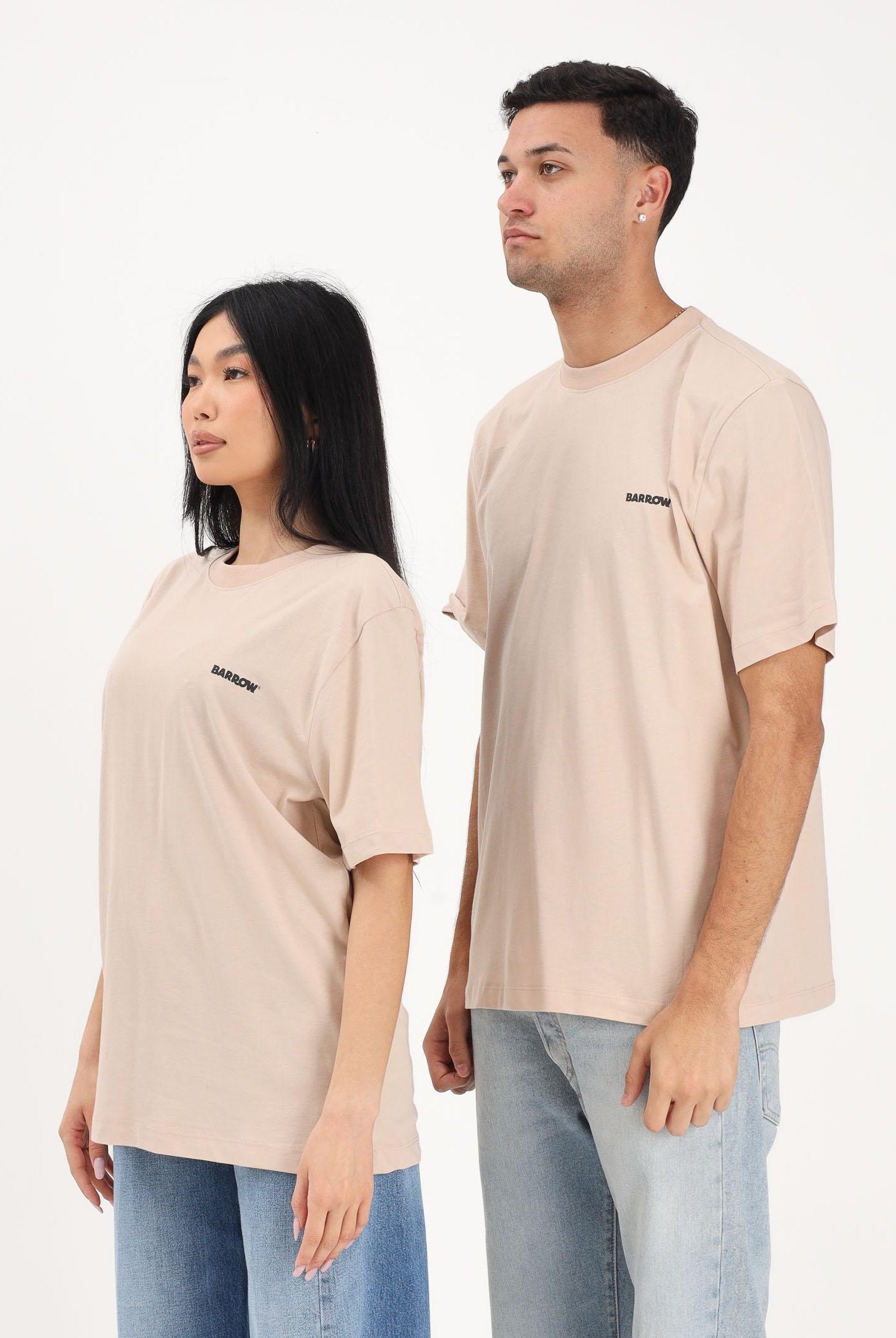 BARROW T-shirt a manica corta beige per uomo e donna con logo S6BWUATH010 092 BARROW