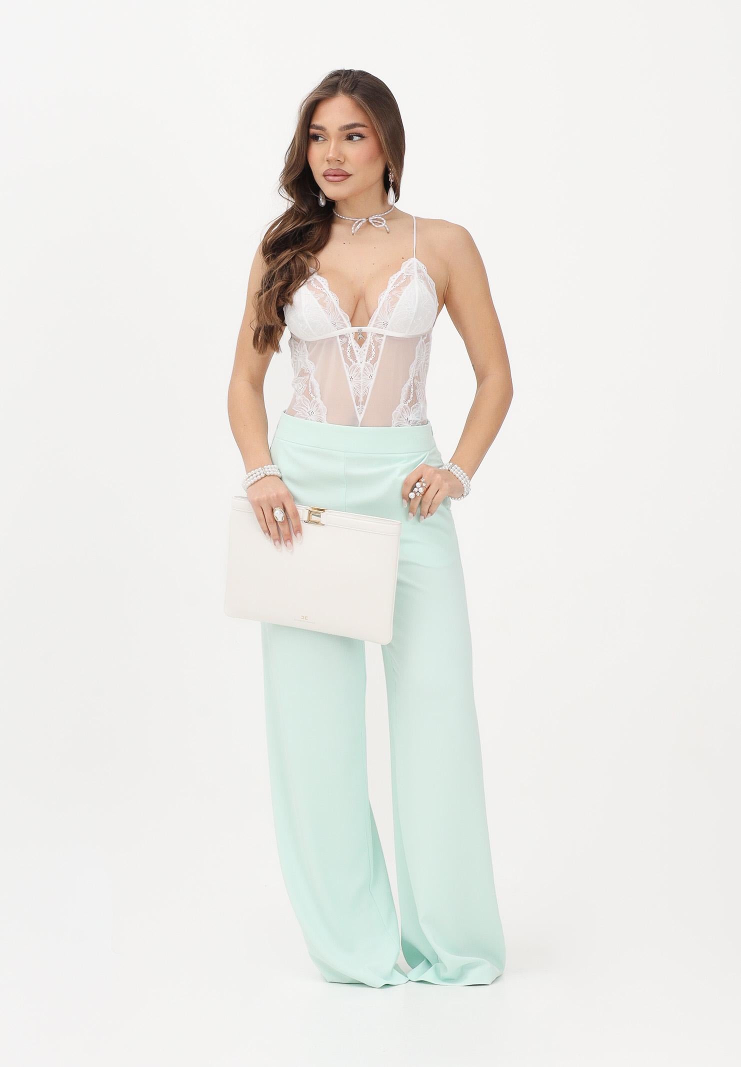 PATRIZIA PEPE Body in tulle e pizzo stretch bianco da donna 2I0143A602 W146 PATRIZIA PEPE