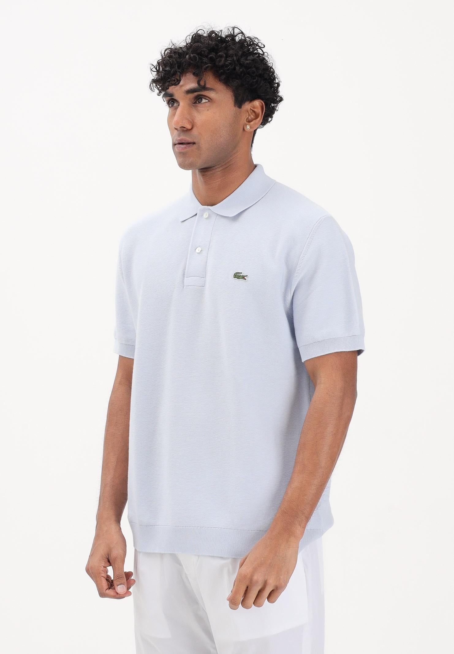 LACOSTE Polo a manica corta celeste da uomo in maglia bouclé AH1043 J2G LACOSTE