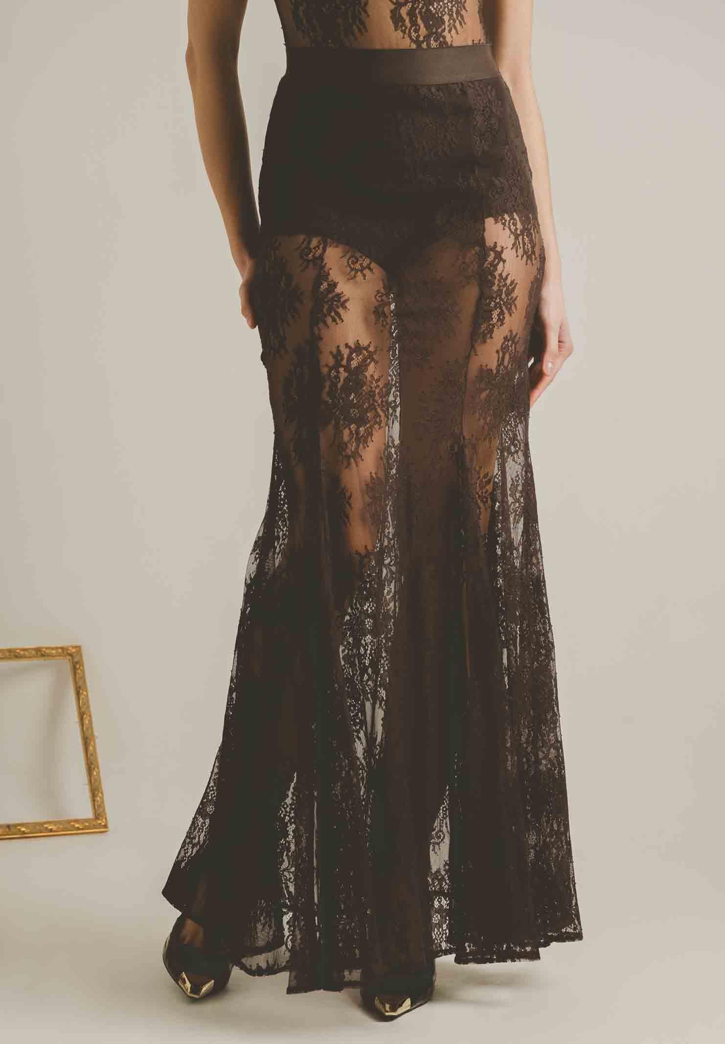 SANTAS Gonna lunga NUIT marrone da donna PV2628 MA SANTAS