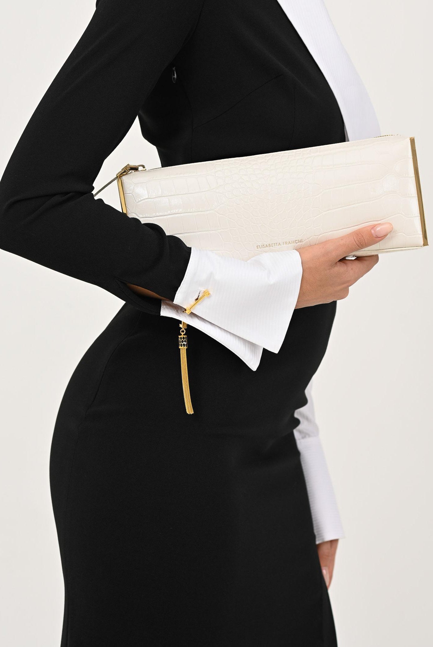 ELISABETTA FRANCHI Pochette bianco latte da donna con stampa cocco BS52A56E2 DZ9 ELISABETTA FRANCHI