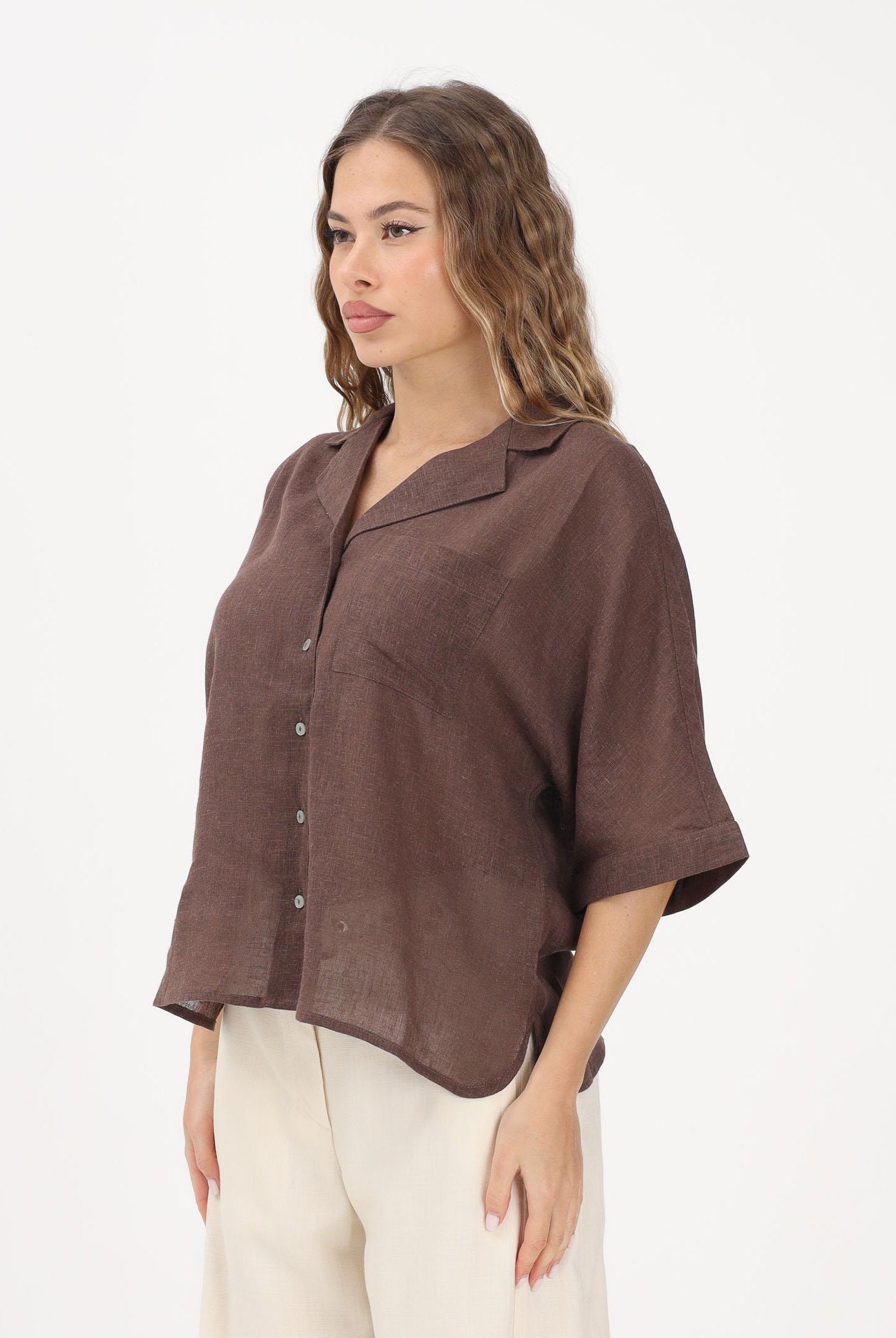 ONLY Camicia a manica corta marrone da donna 15314215 CHMA ONLY