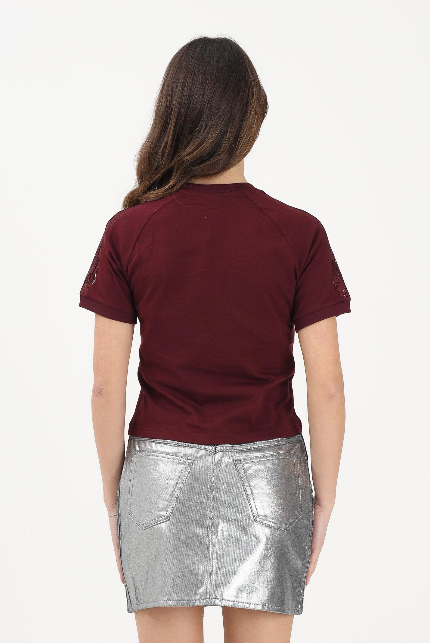 ADIDAS ORIGINALS T-shirt a manica corta LACE CALI bordeaux da donna KC6453 . ADIDAS ORIGINALS