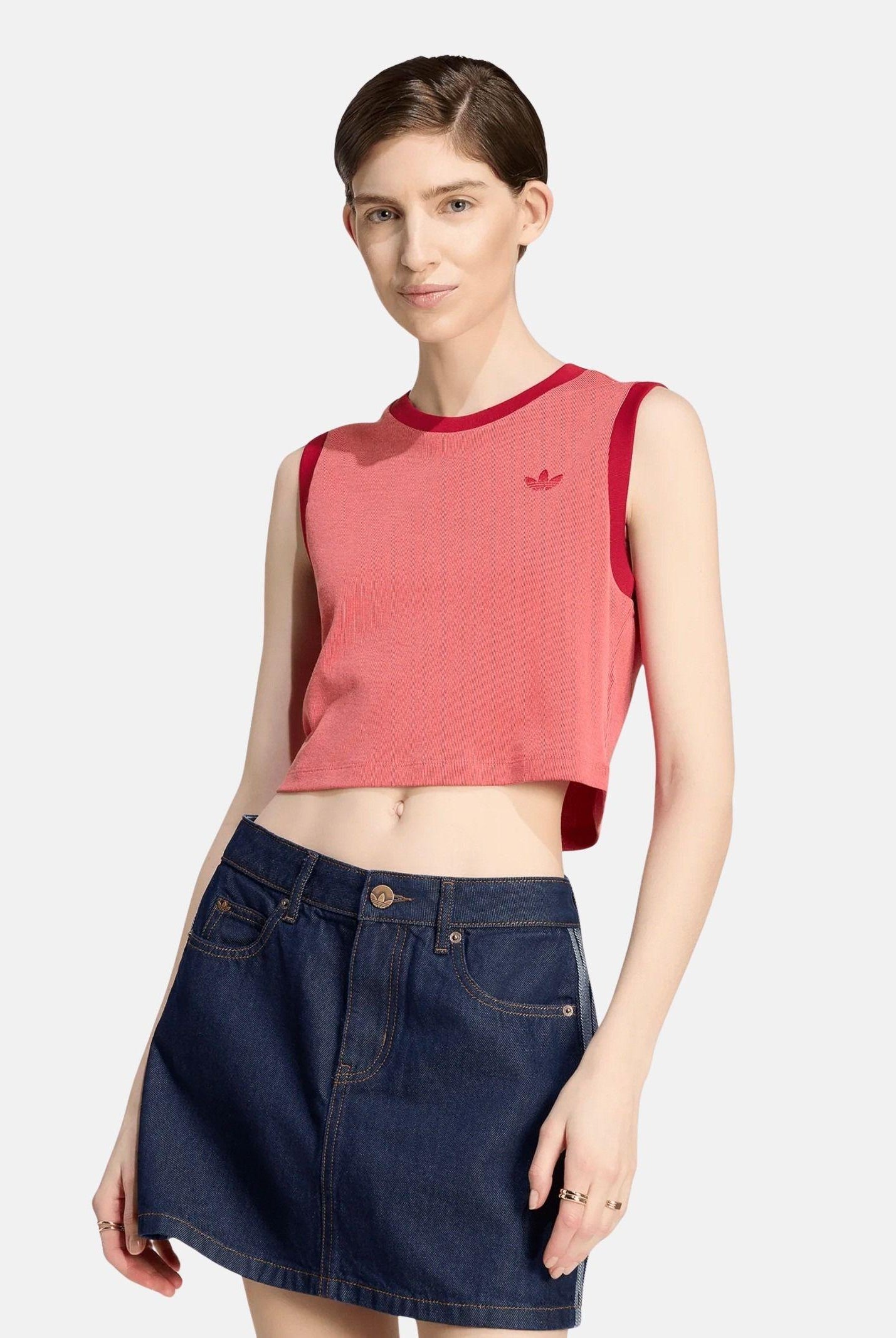 ADIDAS ORIGINALS Top cropped Heather Tank Team Victory Red Preloved Scarlet rosso da donna KS9954 . ADIDAS ORIGINALS