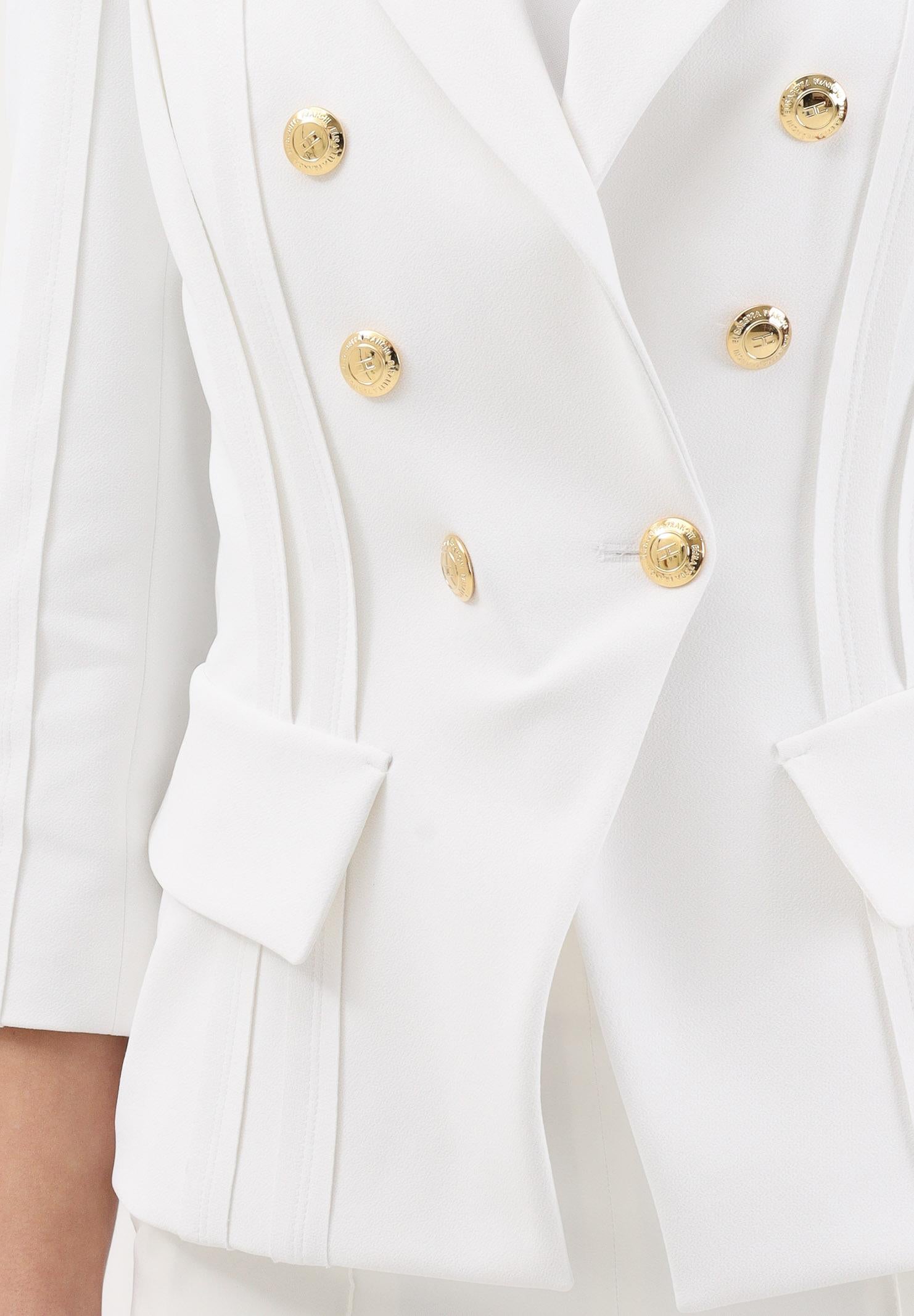 ELISABETTA FRANCHI Giacca doppiopetto avorio da donna con motivi a taglio vivo GI21861E2 360 ELISABETTA FRANCHI