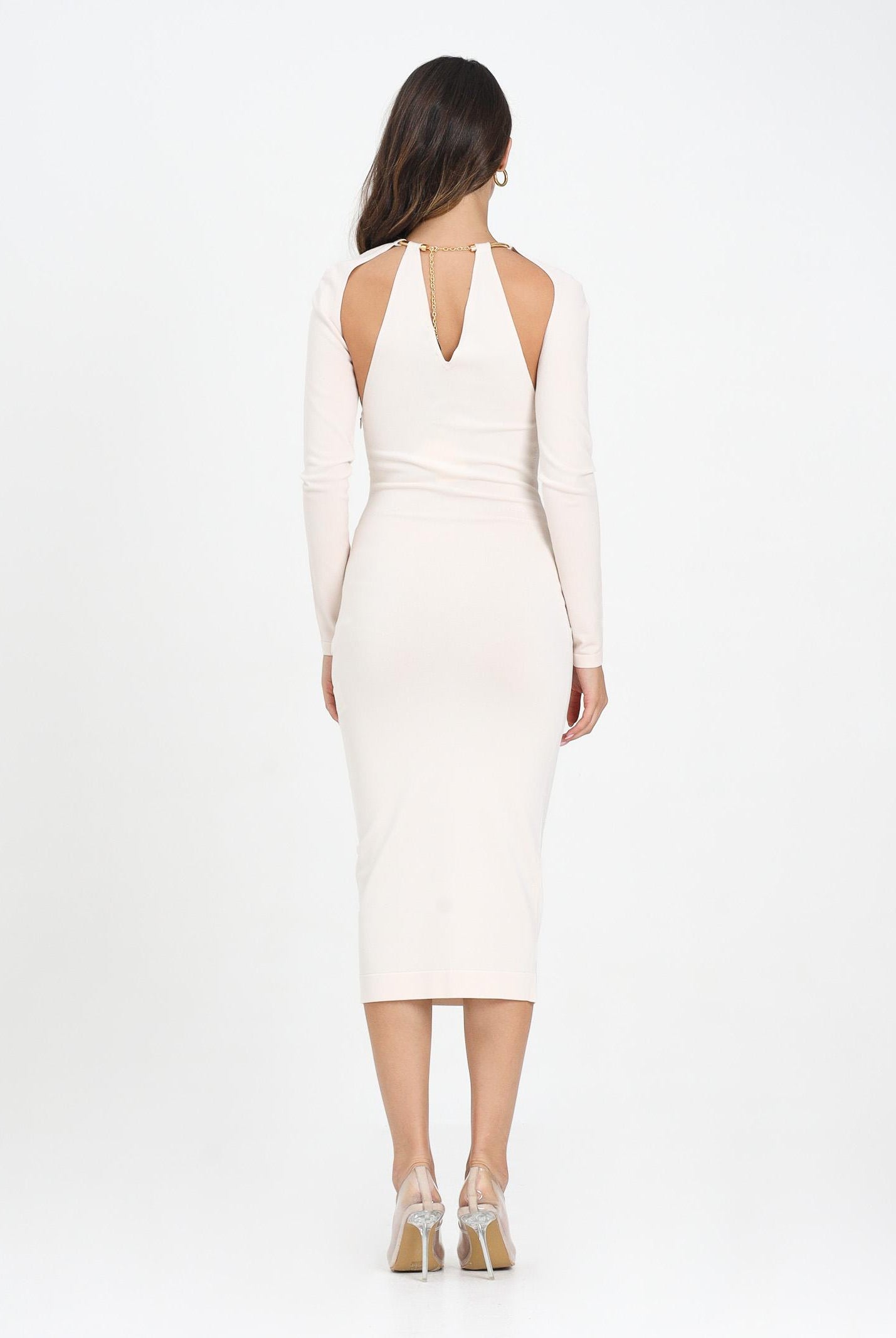 ELISABETTA FRANCHI Abito midi latte da donna con snake gioiello<BR/> AM11S56E2 DZ9 ELISABETTA FRANCHI