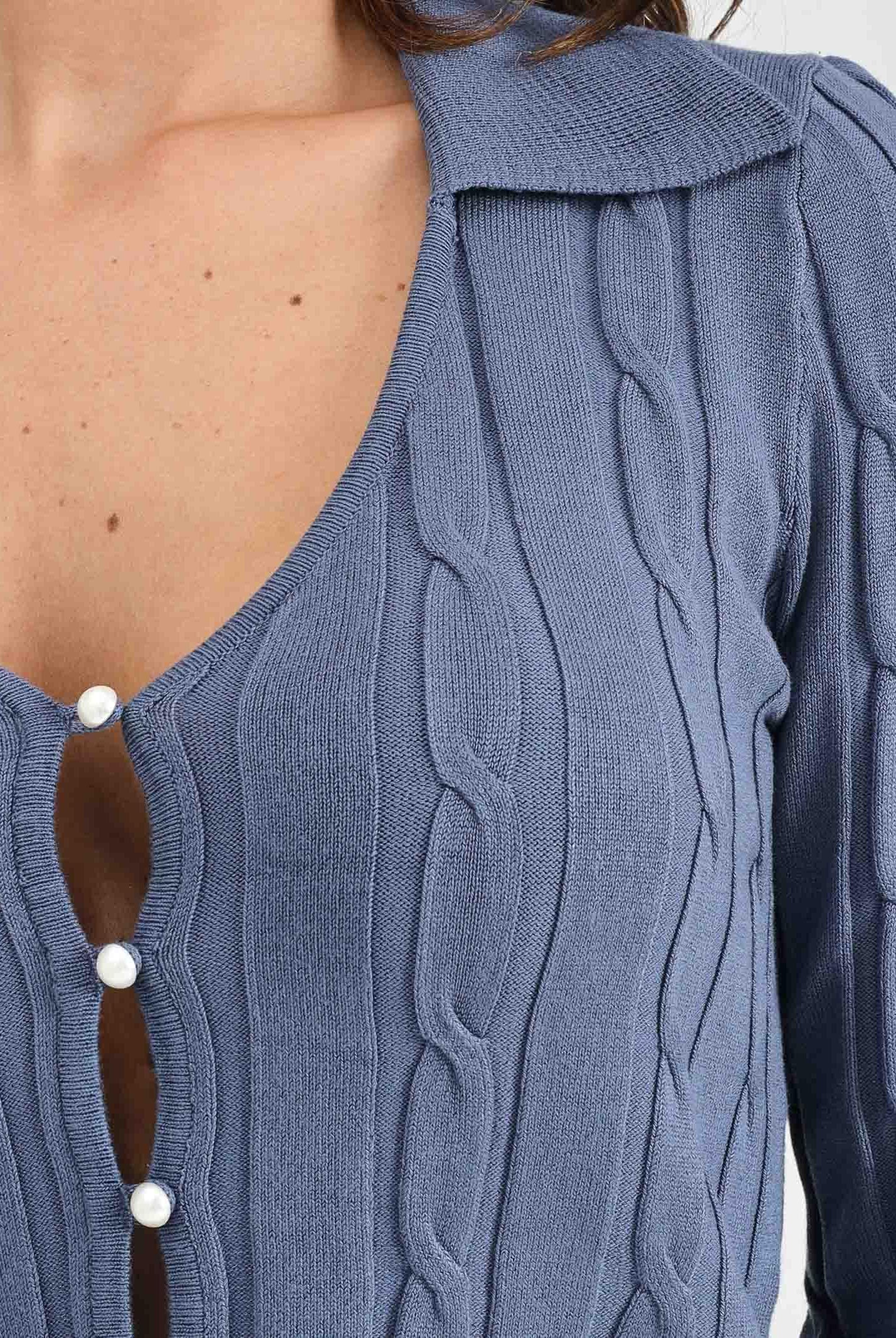 ONLY Cardigan carta da zucchero da donna con bottoni perla 15352102 VintageIndigo ONLY