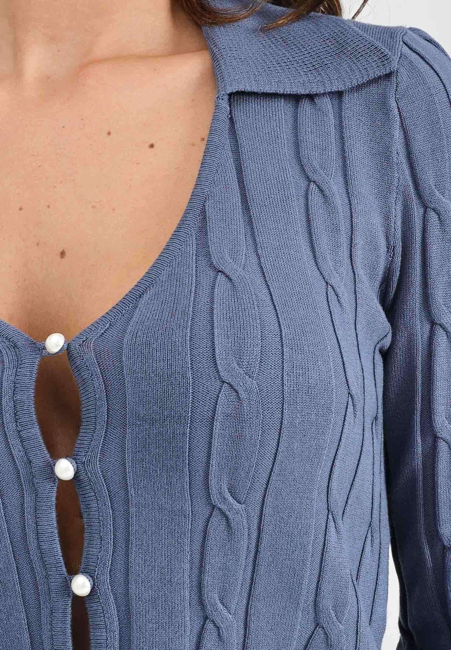 ONLY Cardigan carta da zucchero da donna con bottoni perla 15352102 VintageIndigo ONLY