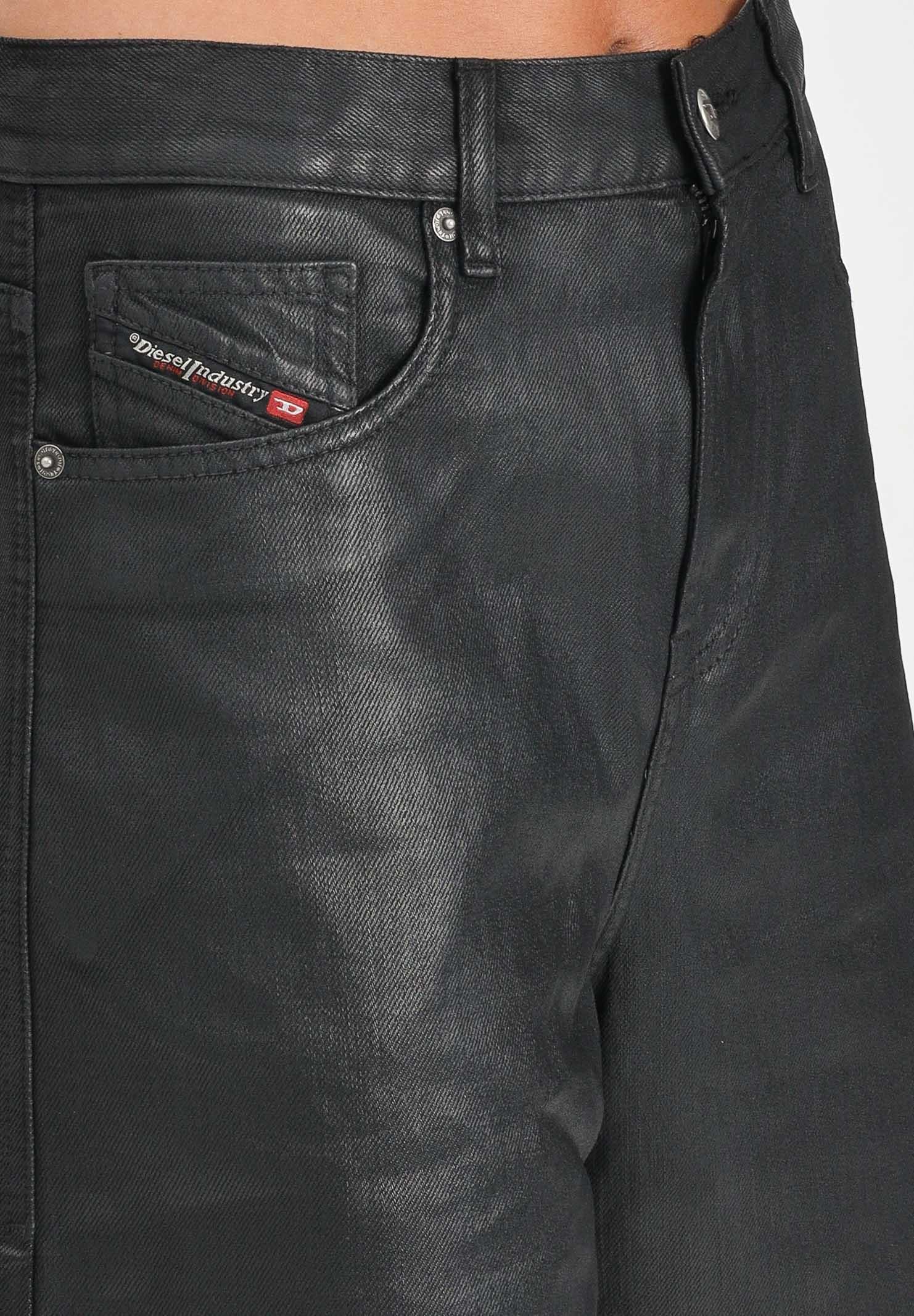DIESEL Bermuda in denim nero per donna e ragazze con orli a taglio vivo J02351KXBPX K02 DIESEL