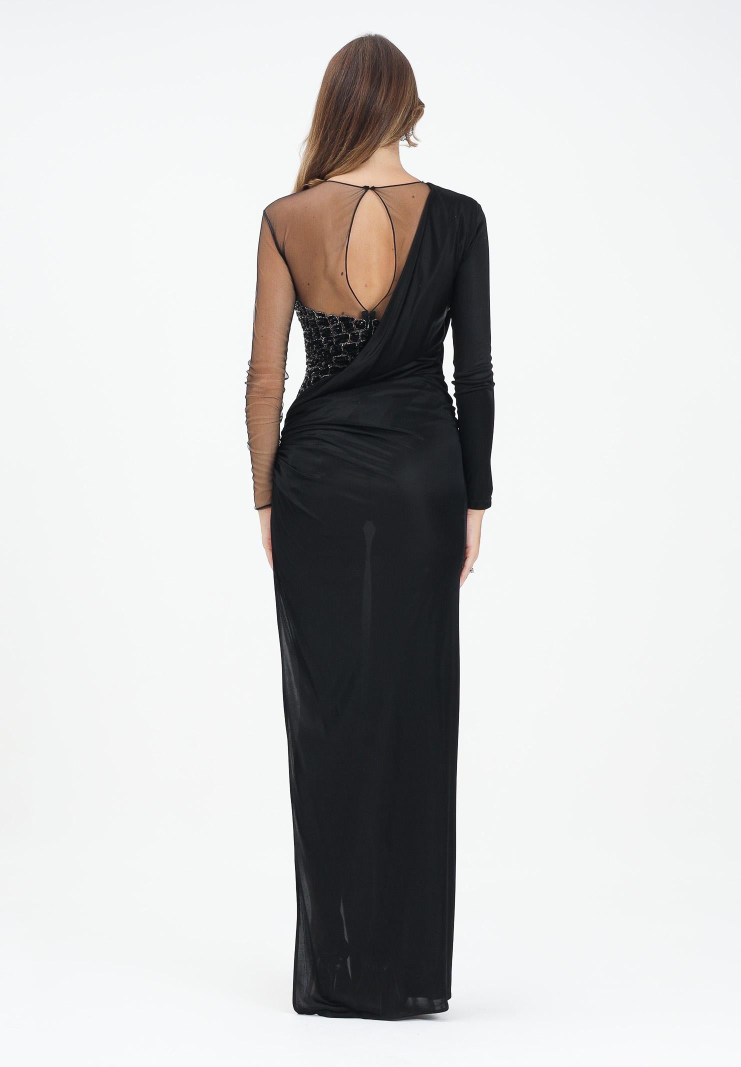 ELISABETTA FRANCHI Abito lungo nero da donna con corpetto arricchito da strass ABR2257E2 110 ELISABETTA FRANCHI