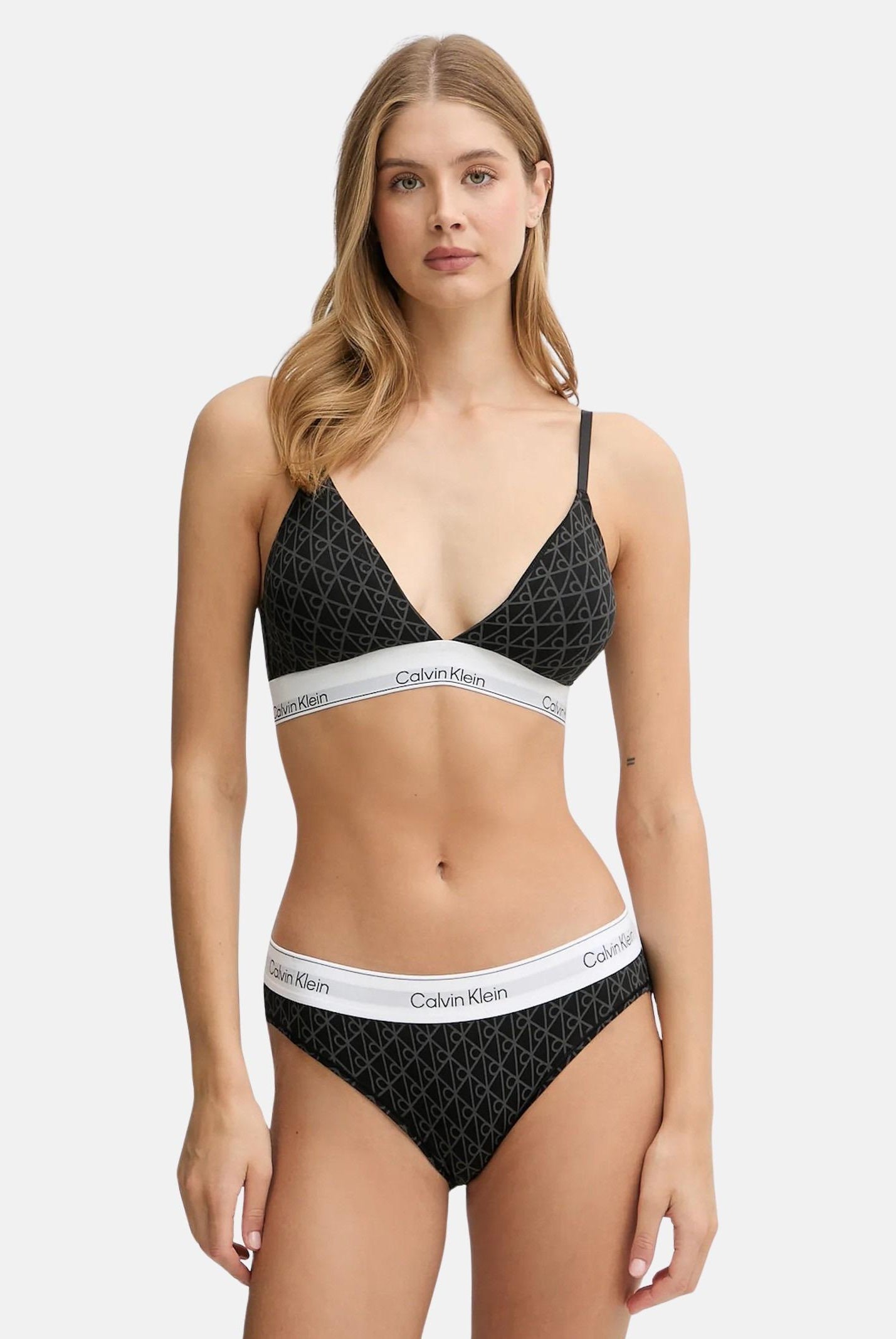 CALVIN KLEIN Bralette nera da donna caratterizzata da stampa monogramma "CK" LV00QF8498 2RG CALVIN KLEIN