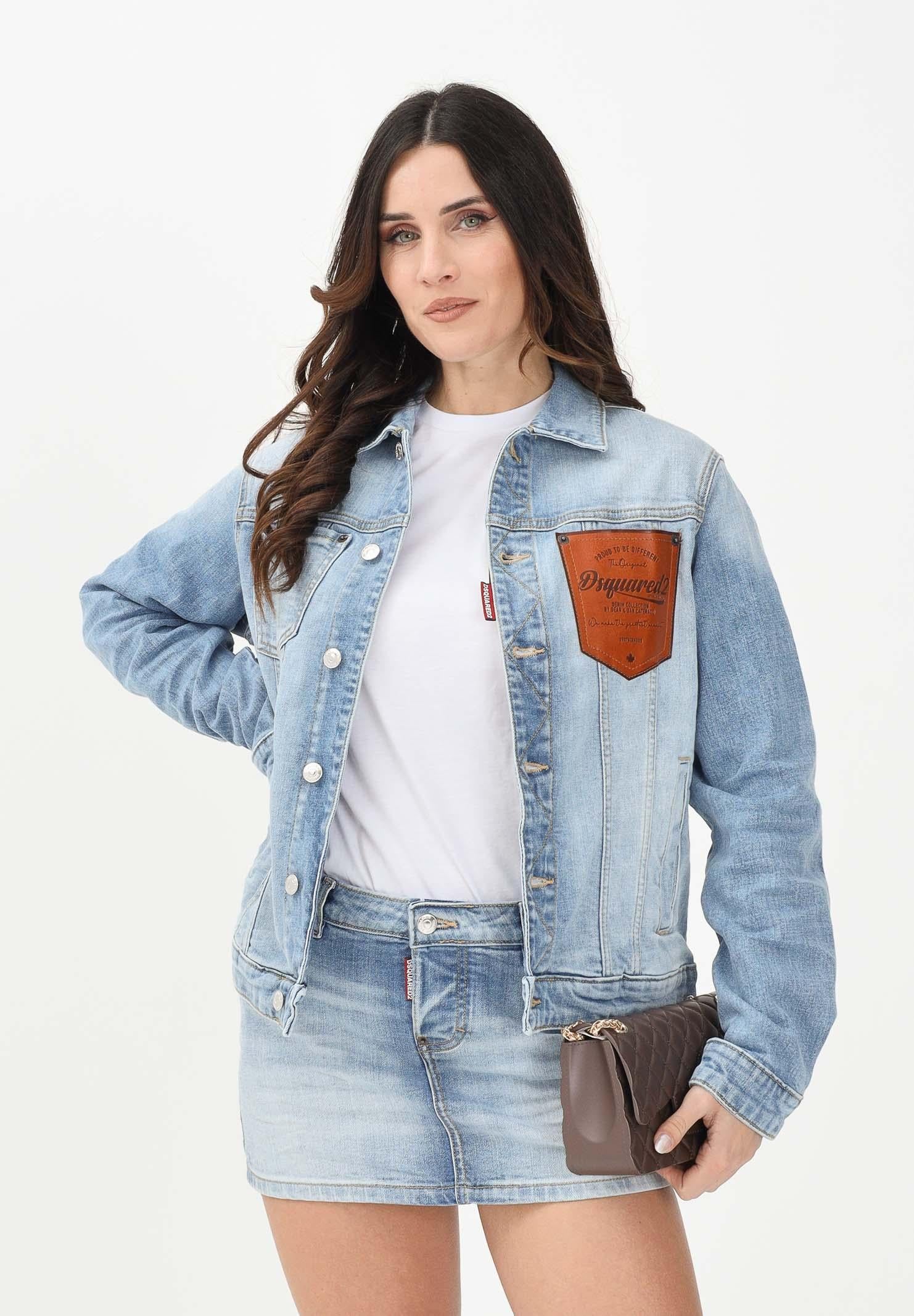 DSQUARED2 Giubbotto di jeans in denim chiaro per donna, ragazzi e bambini con logo DQ3240D0AF3 DQ01 DSQUARED2