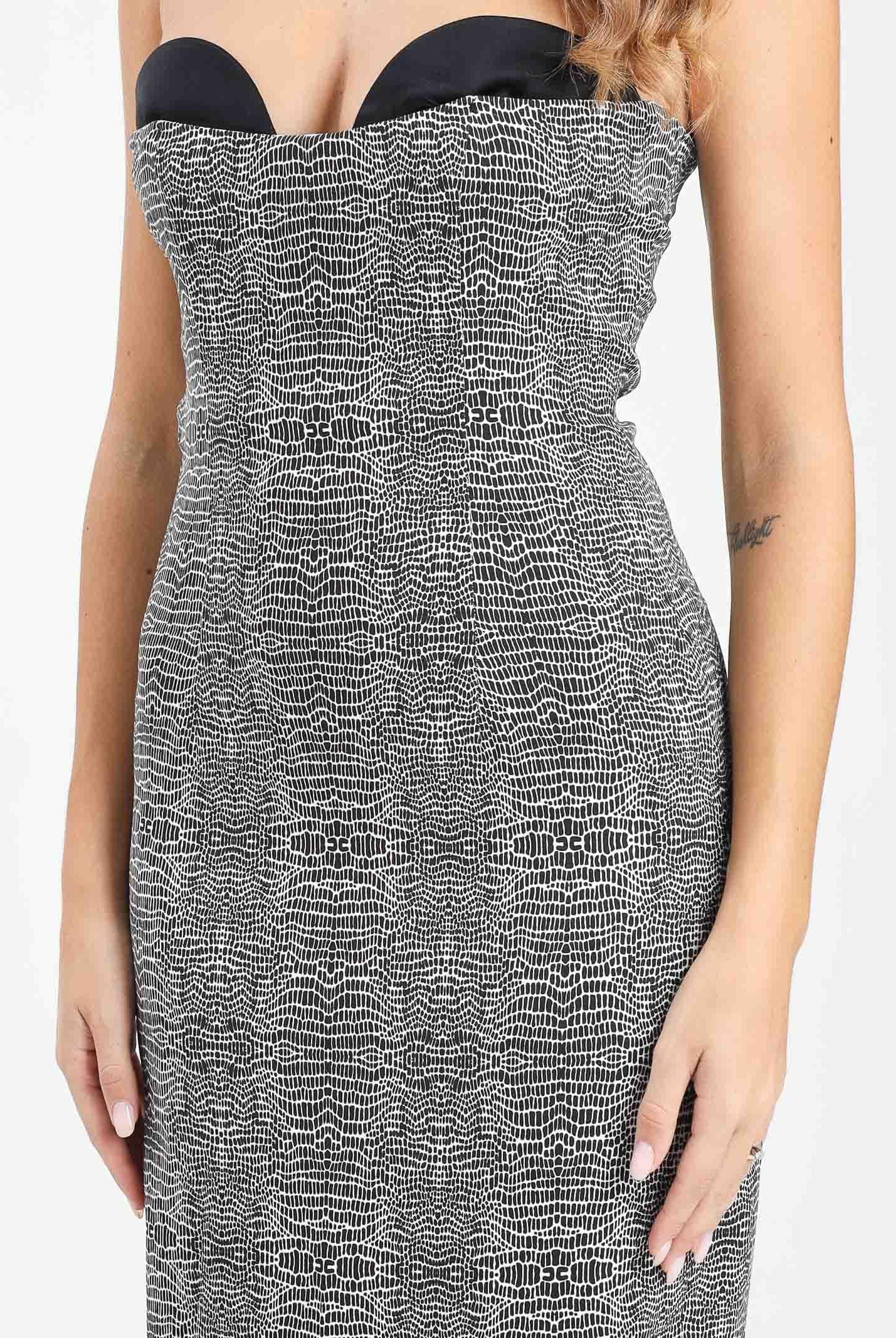ELISABETTA FRANCHI Abito lungo panna e nero da donna con stampa pitone ABR2857E2 110 ELISABETTA FRANCHI