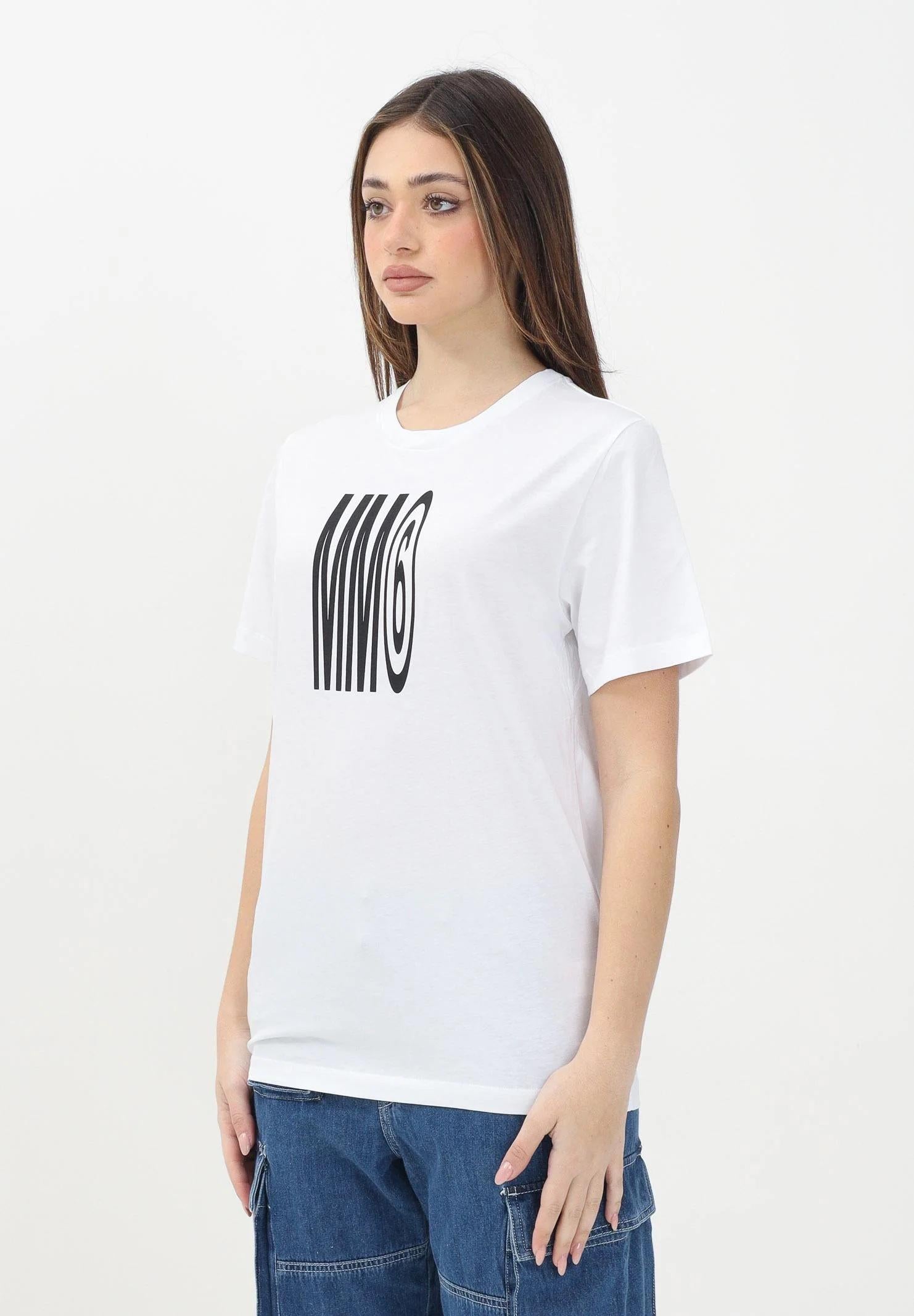MAISON MARGIELA T-shirt a manica corta bianca per donna, ragazzi e bambini con logo MM6 M60807MM04I BI MAISON MARGIELA