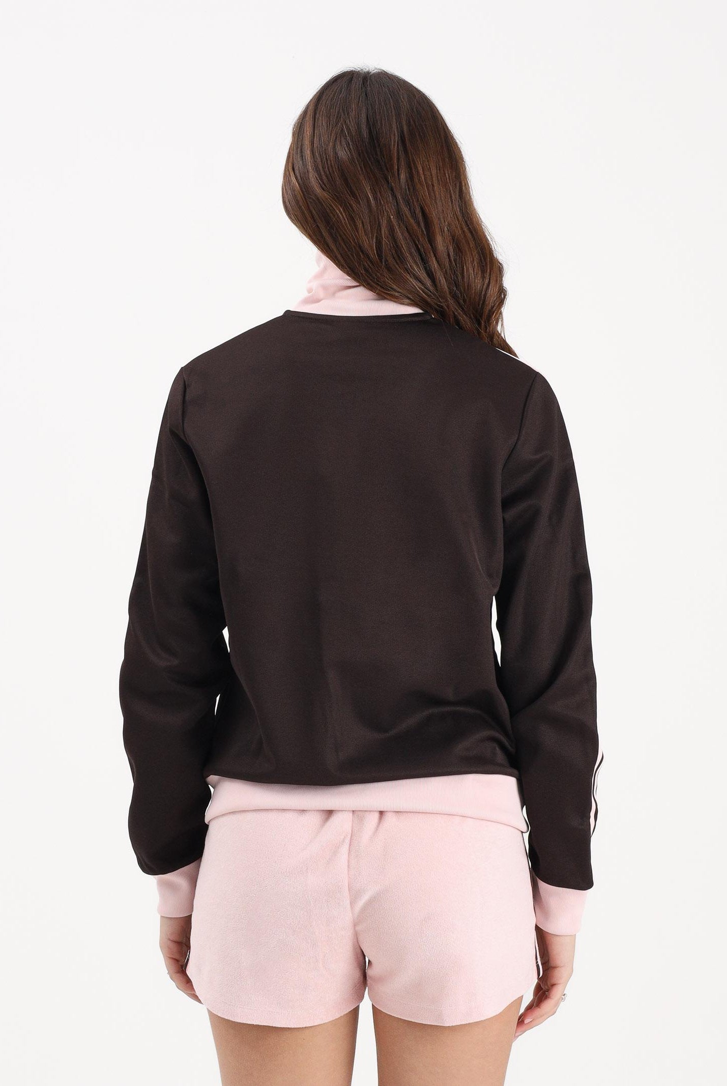 ADIDAS ORIGINALS Felpa con zip 3-Stripes marrone e rosa da donna KD3742 . ADIDAS ORIGINALS