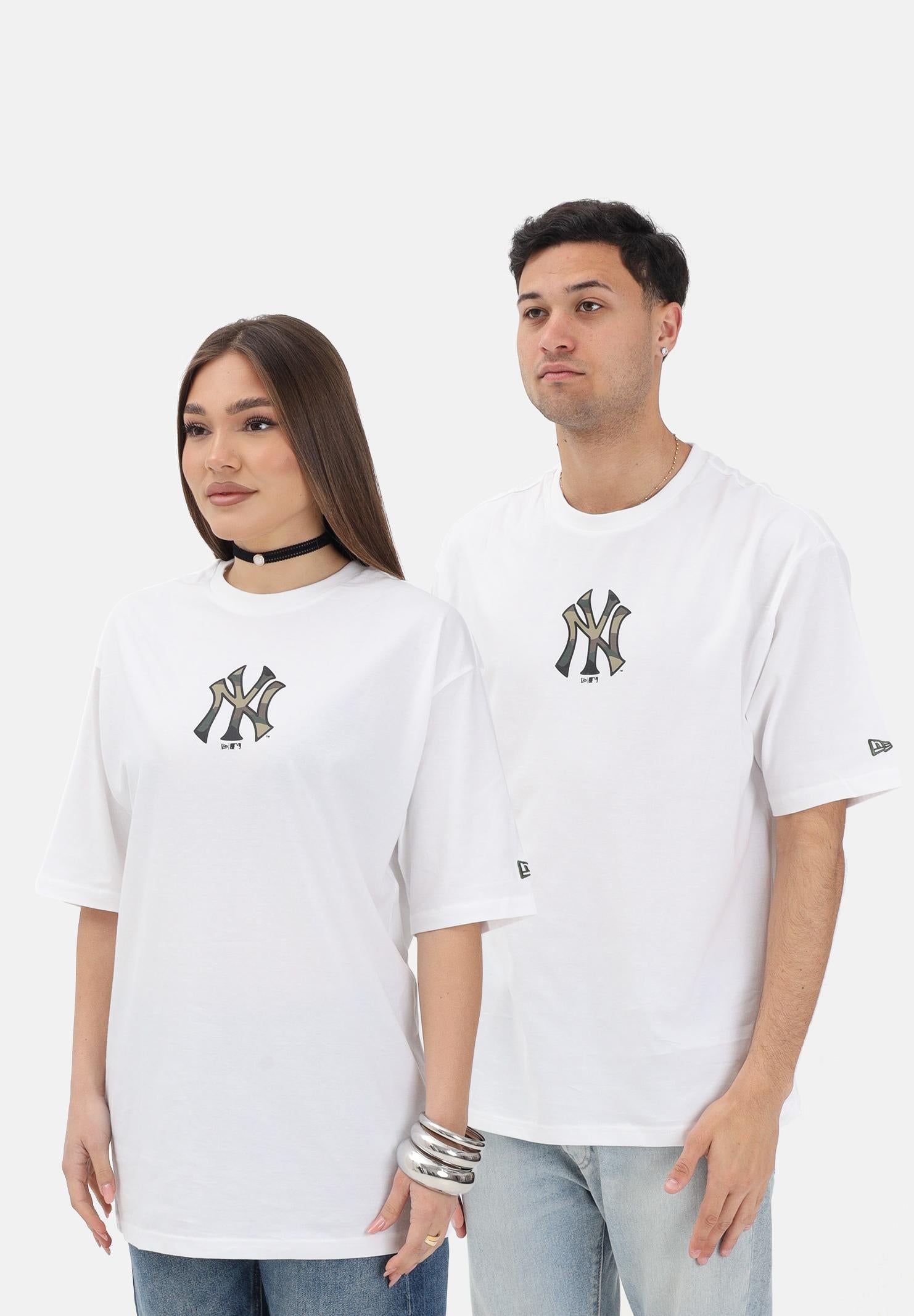 NEW ERA T-shirt a manica corta Oversized New York Yankees MLB Infill bianca per uomo e donna 60856215 . NEW ERA
