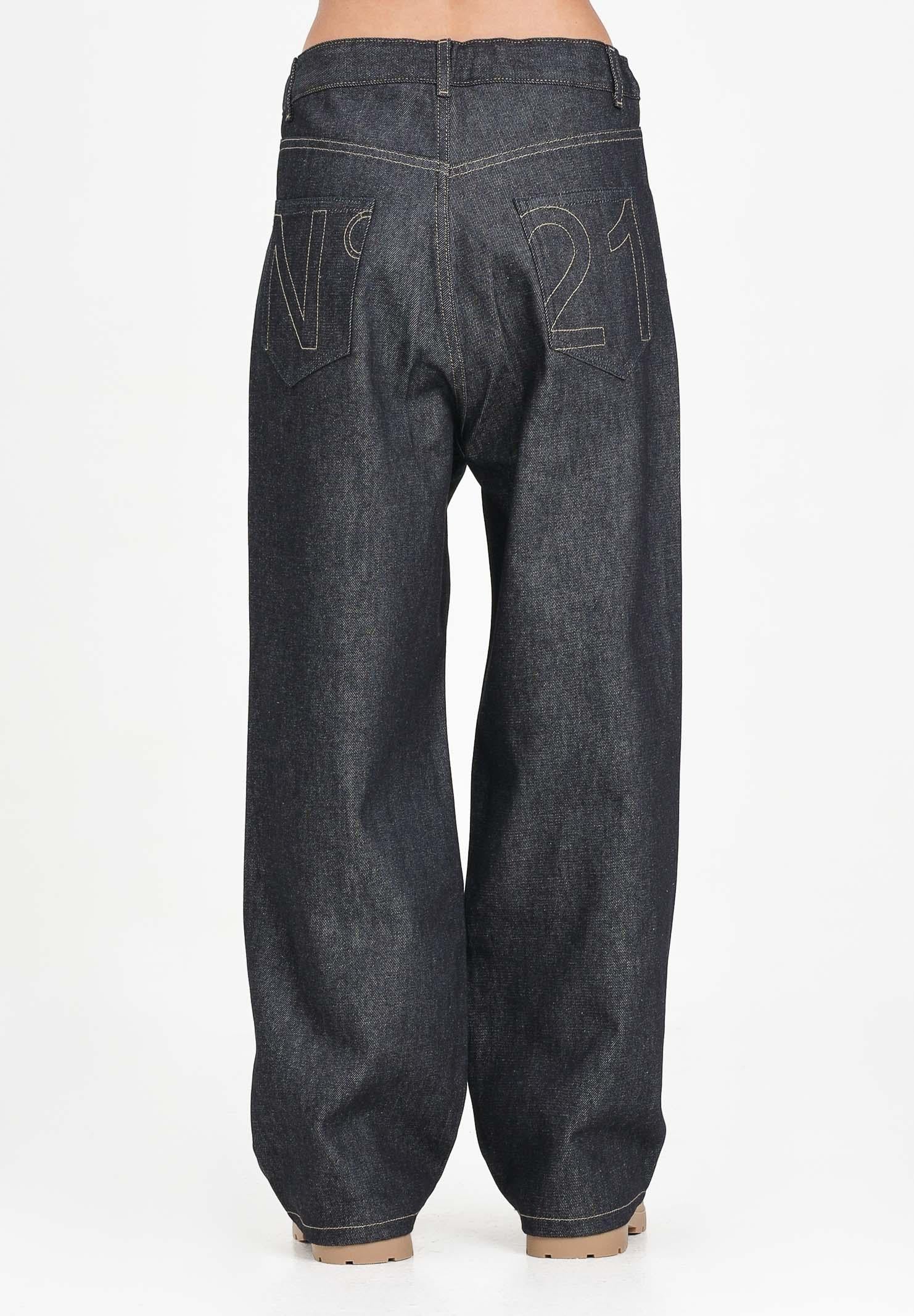 N21 Jeans in denim scuro per donna, ragazzi e bambini con impunture a contrasto N2108MN0438 0N01 N21